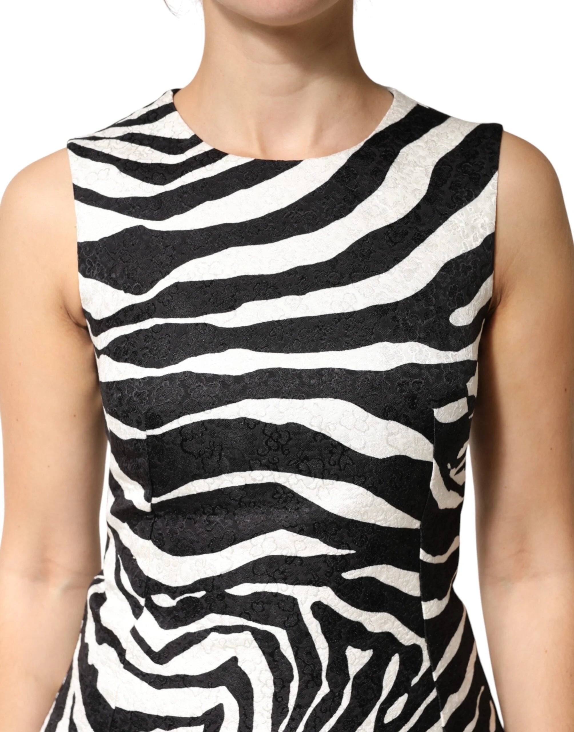 Dolce & Gabbana Black White Zebra Sleeveless A-line Dress