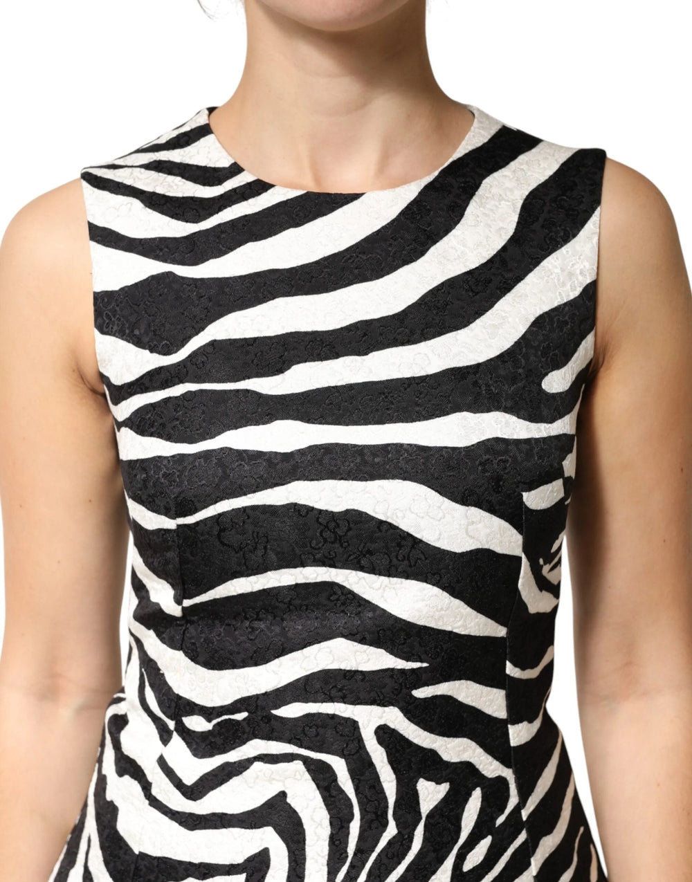 Dolce & Gabbana Black White Zebra Sleeveless A-line Dress