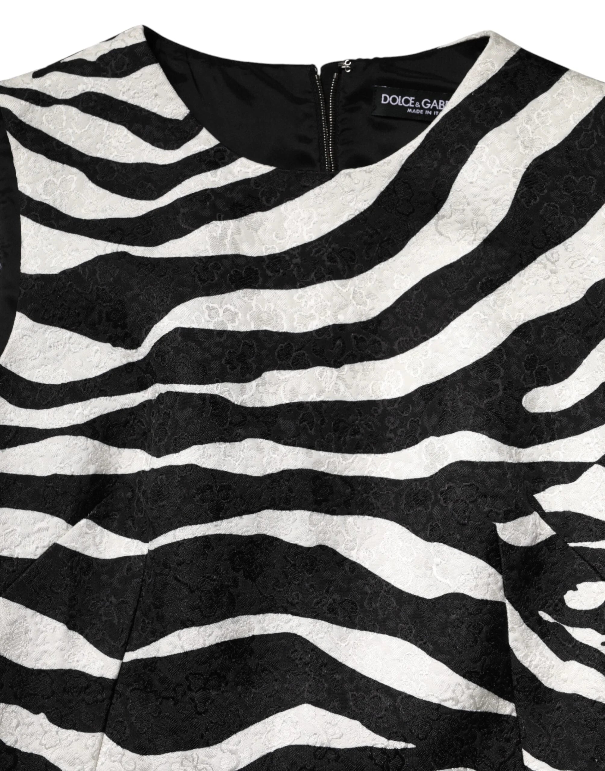 Dolce & Gabbana Black White Zebra Sleeveless A-line Dress