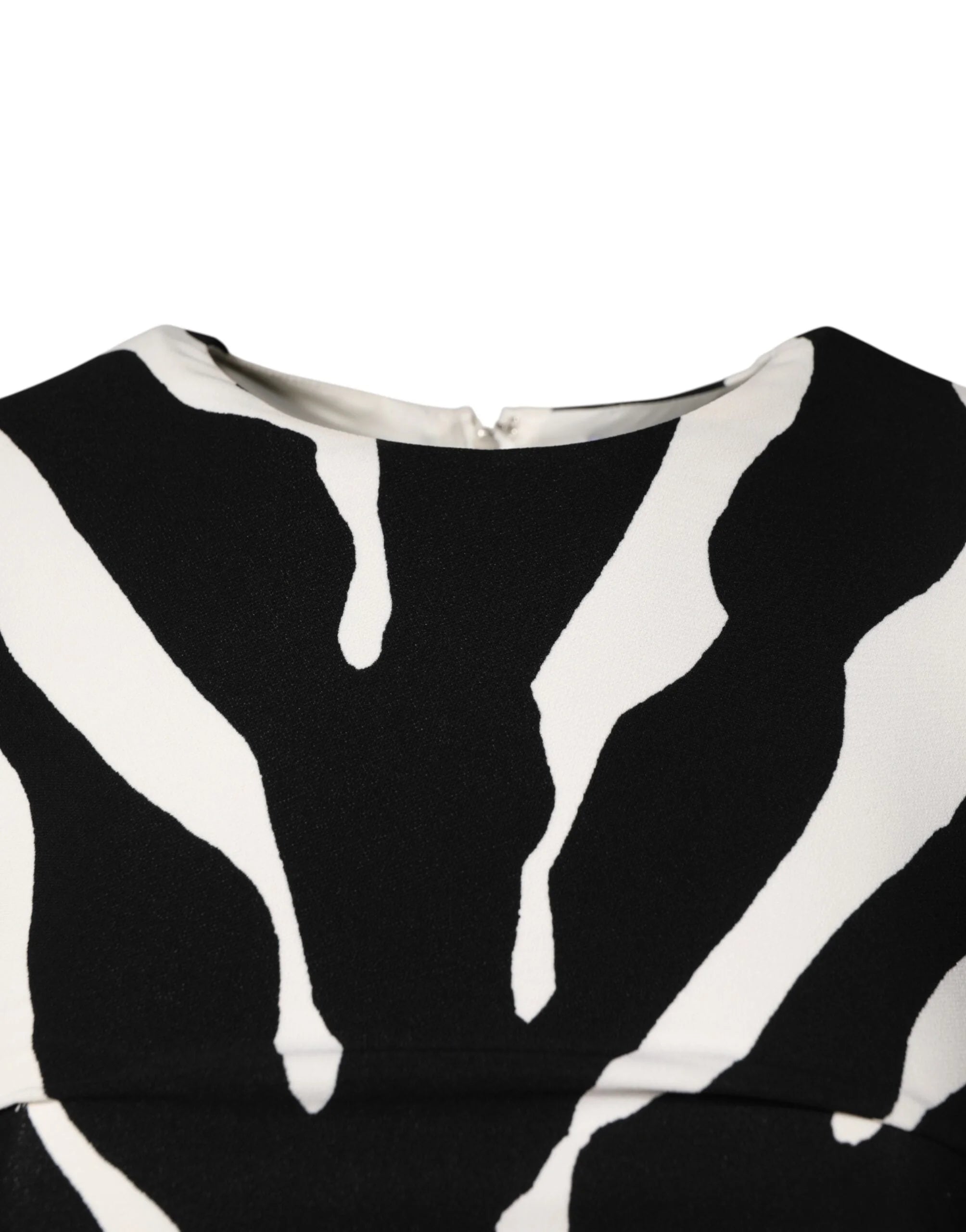 Dolce & Gabbana Black White Zebra Viscose Sheath Midi Dress