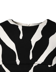 Dolce & Gabbana Black White Zebra Viscose Sheath Midi Dress