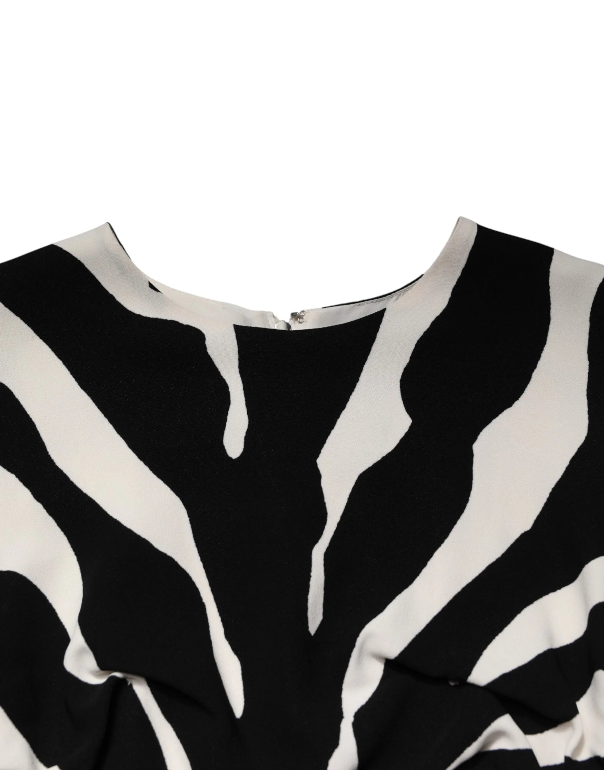 Dolce & Gabbana Black White Zebra Viscose Sheath Midi Dress