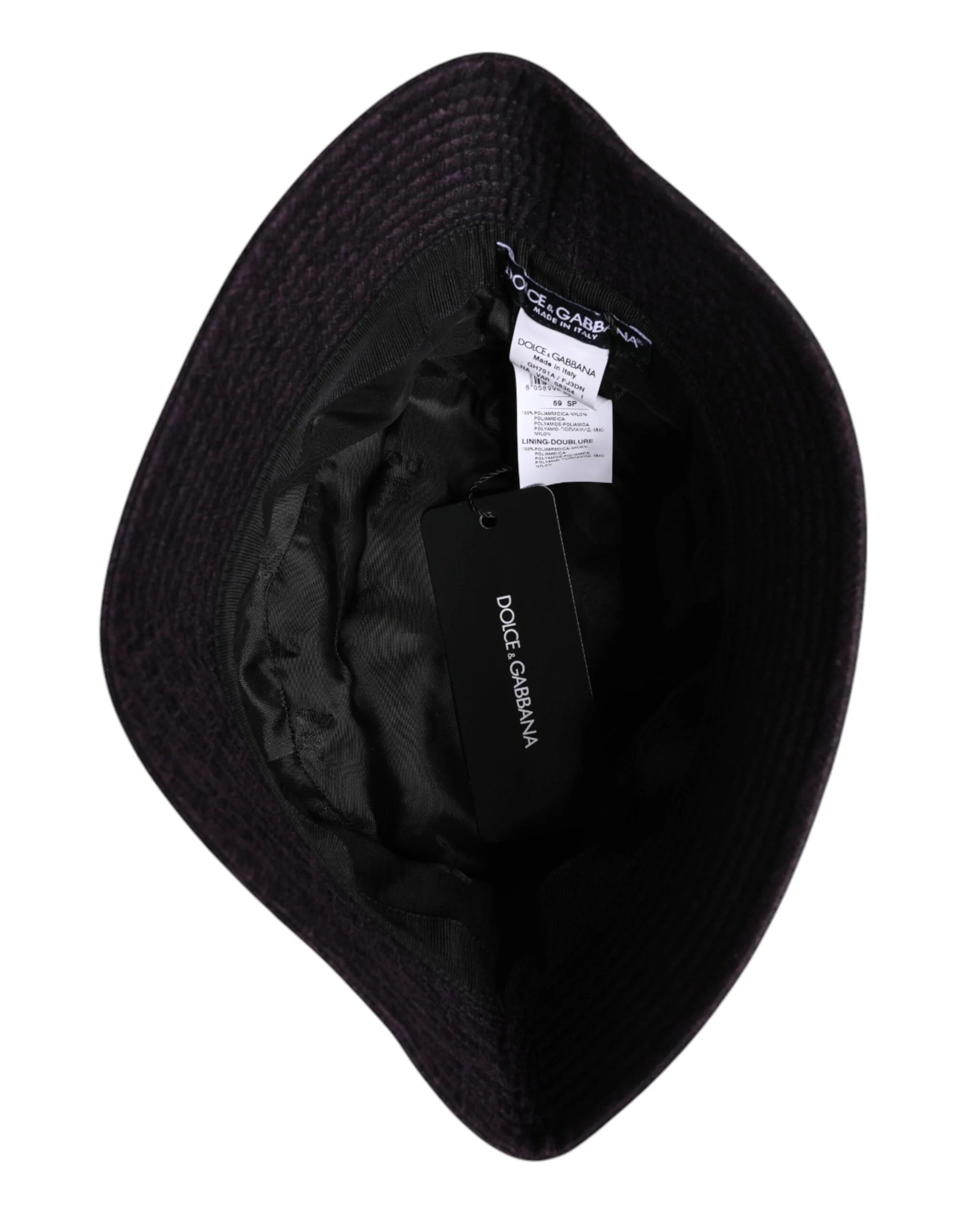 Dolce & Gabbana Black Wide Brim Nylon Bucket Hat - 59 cm|L