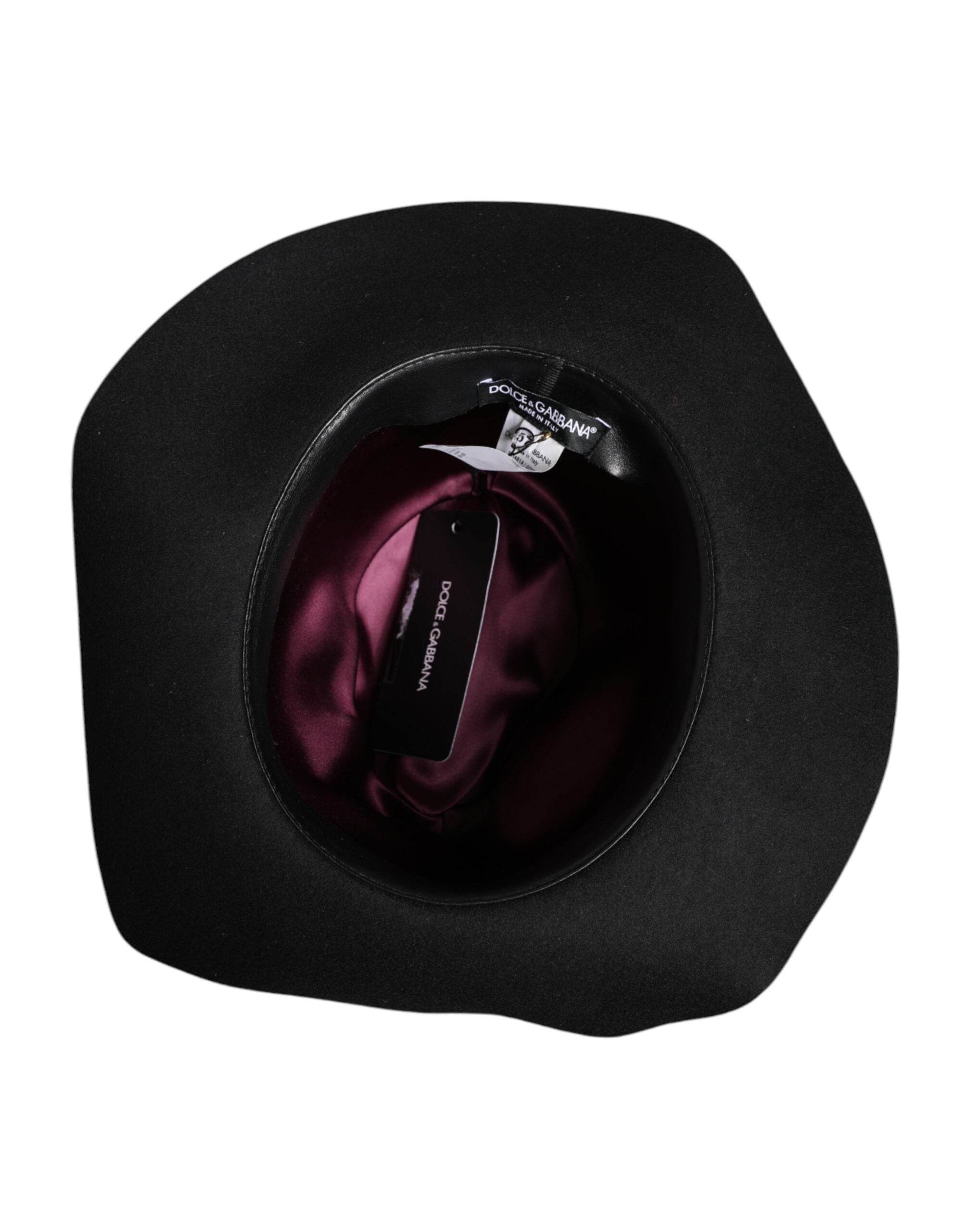 Dolce & Gabbana Black Wide Brim Trilby Fedora Hat - 57 cm|S