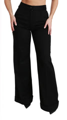 Dolce & Gabbana Black Wide Leg Flared Trouser Cashmere Pants - Trousers