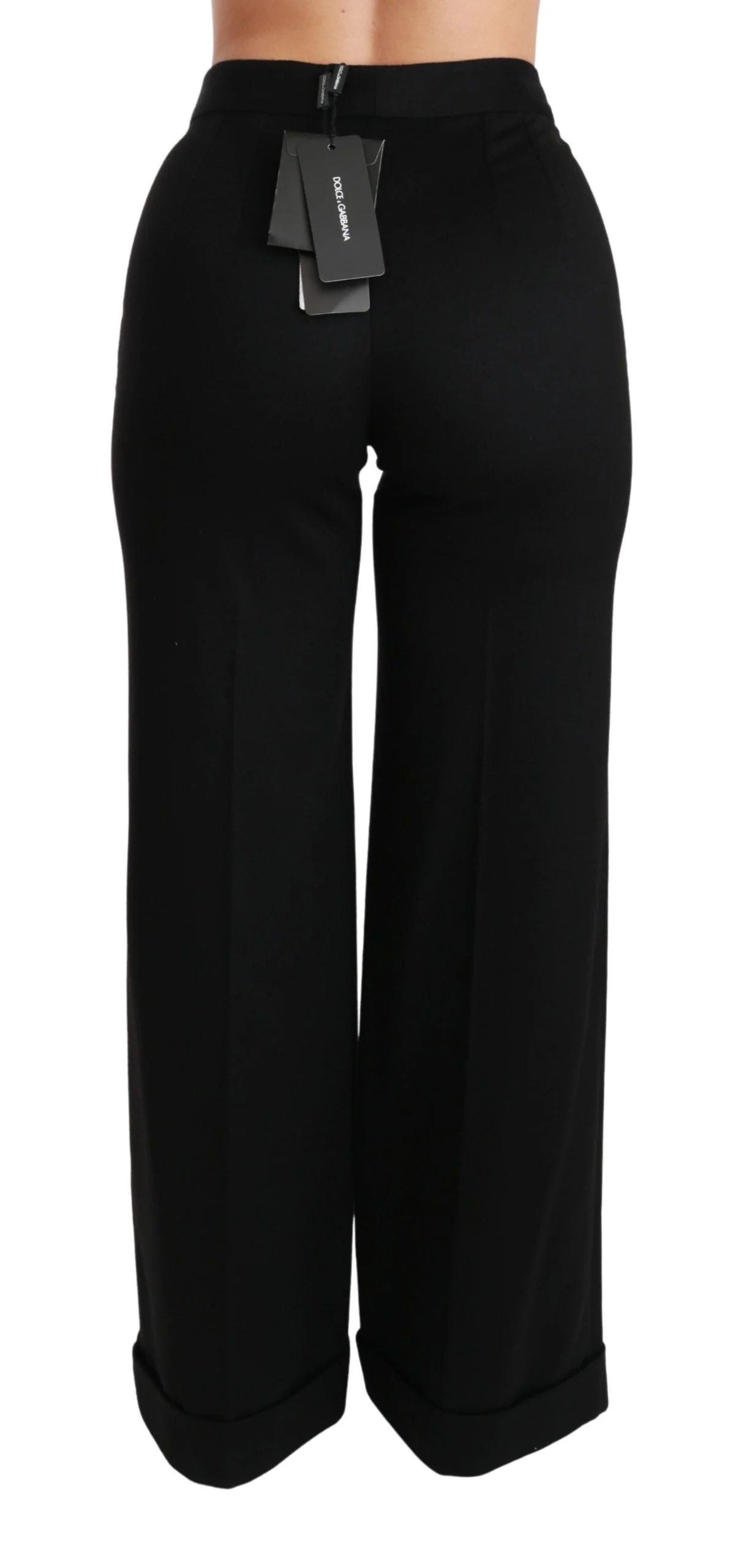 Dolce & Gabbana Black Wide Leg Flared Trouser Cashmere Pants - Trousers