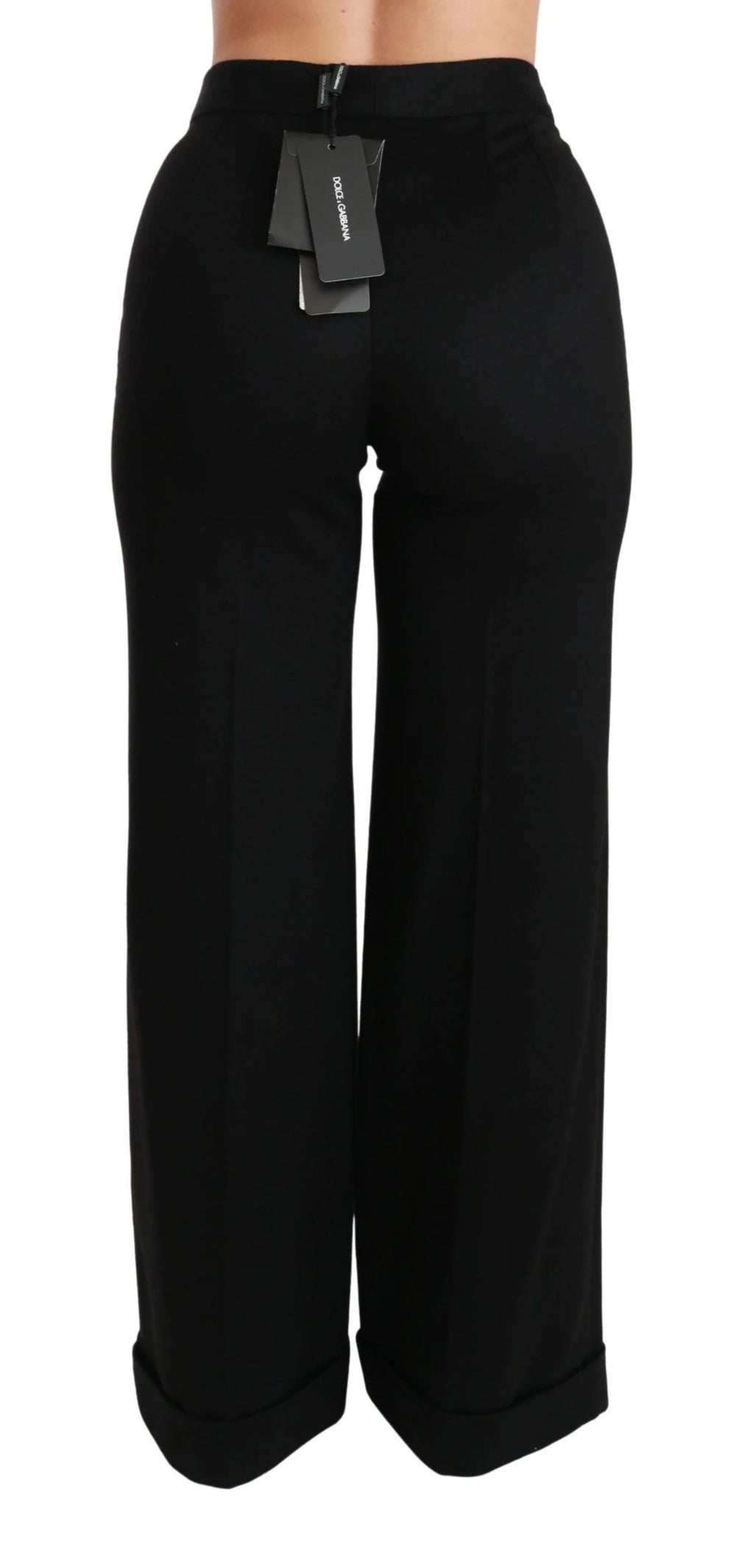 Dolce & Gabbana Black Wide Leg Flared Trouser Cashmere Pants - Trousers