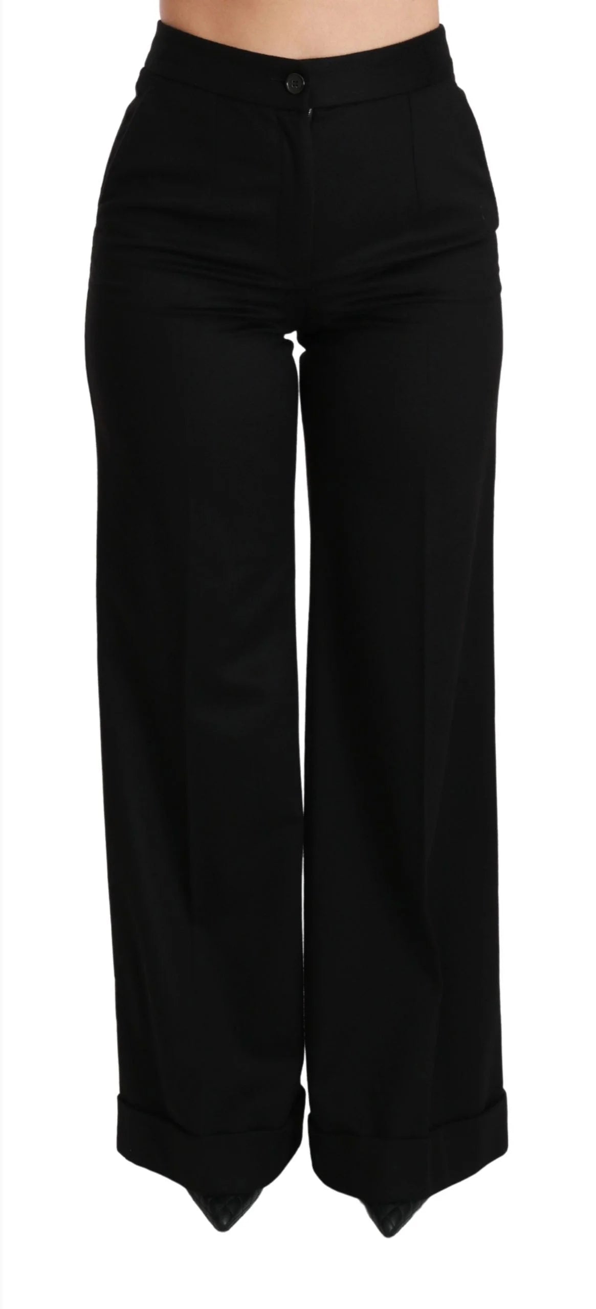 Dolce & Gabbana Black Wide Leg Flared Trouser Cashmere Pants - Trousers