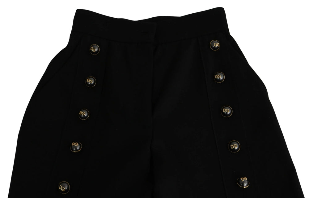 Dolce & Gabbana Black Wide Wool Leg Cropped Trouser Pant - IT36 | XS - Trousers