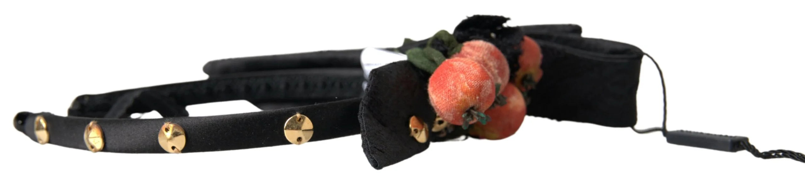 Dolce & Gabbana Black with multicolor Fig Fruit Crystal Tiara Diadem Headband - Headbands