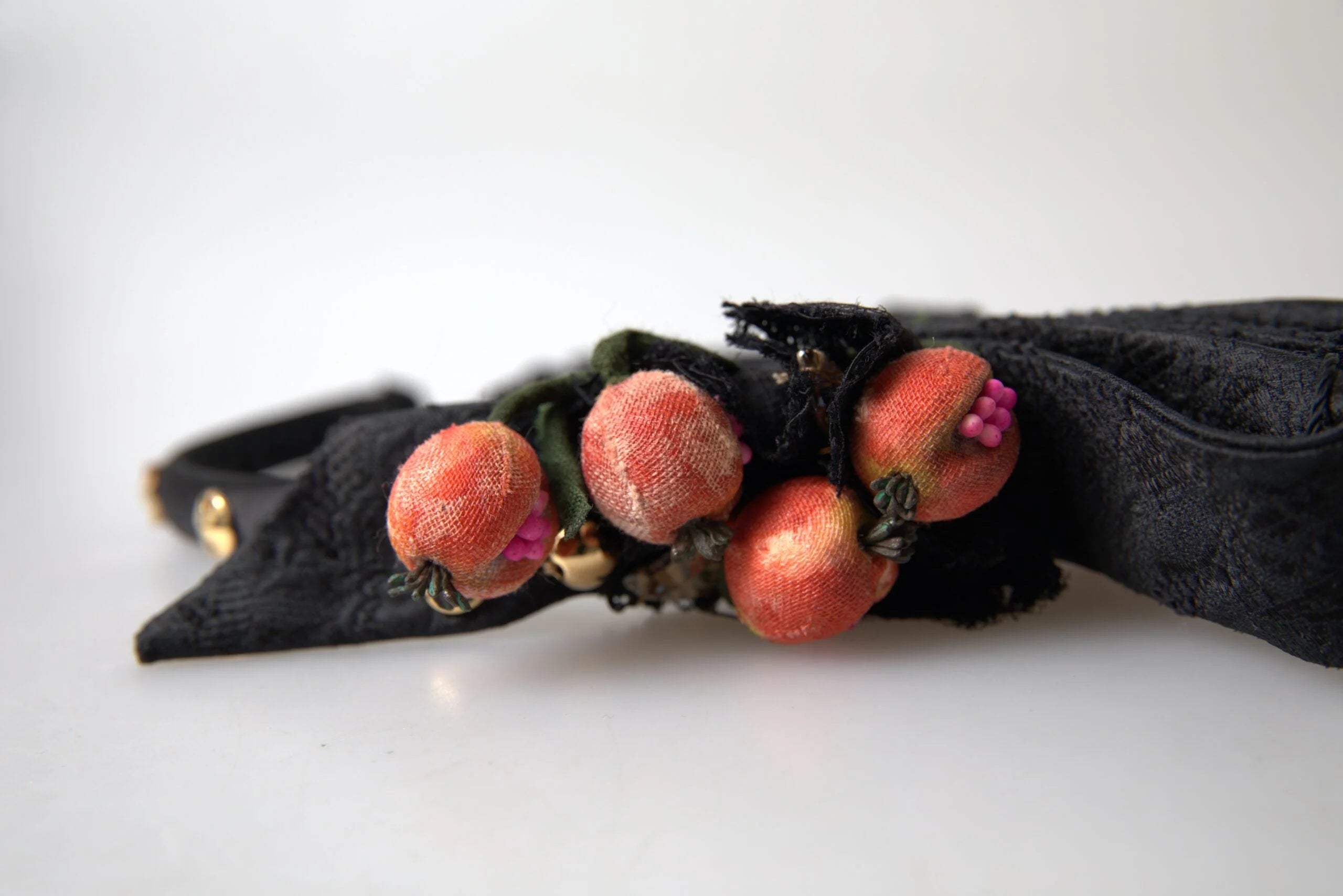 Dolce & Gabbana Black with multicolor Fig Fruit Crystal Tiara Diadem Headband - Headbands