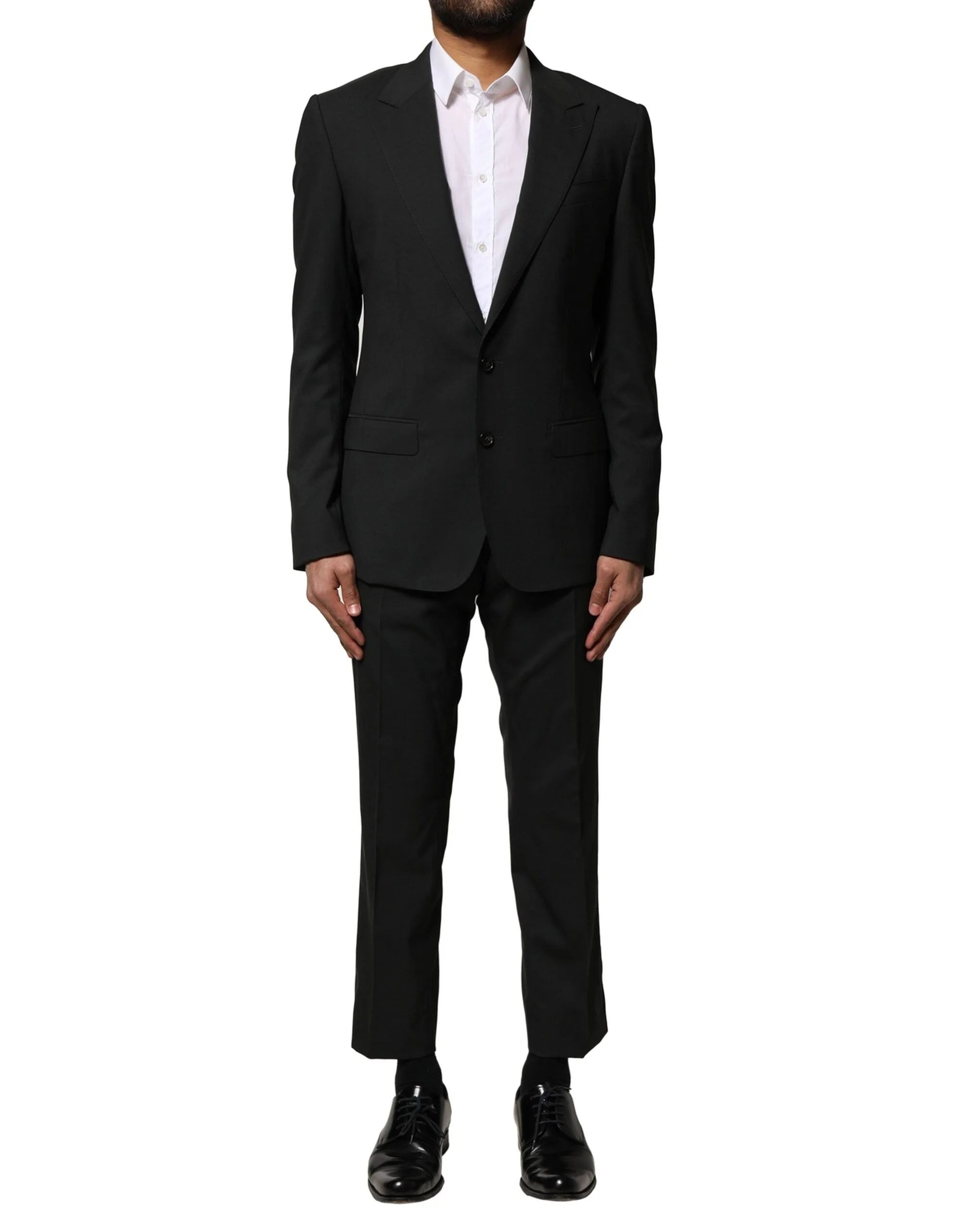 Dolce & Gabbana Black Wool 2 Piece Single Breasted Suit - IT46 | S - Pant Suits