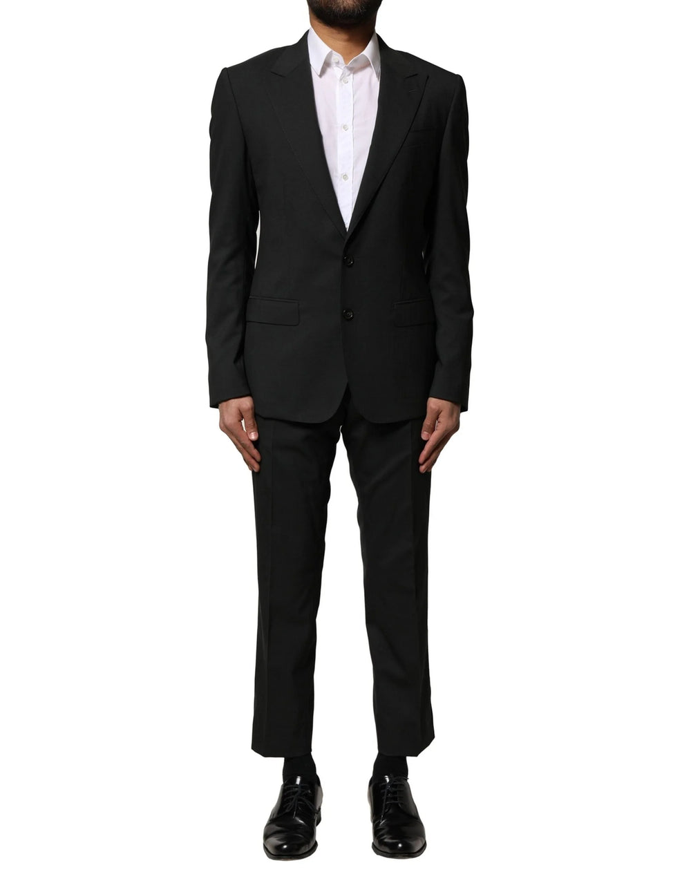 Dolce & Gabbana Black Wool 2 Piece Single Breasted Suit - IT46 | S - Pant Suits
