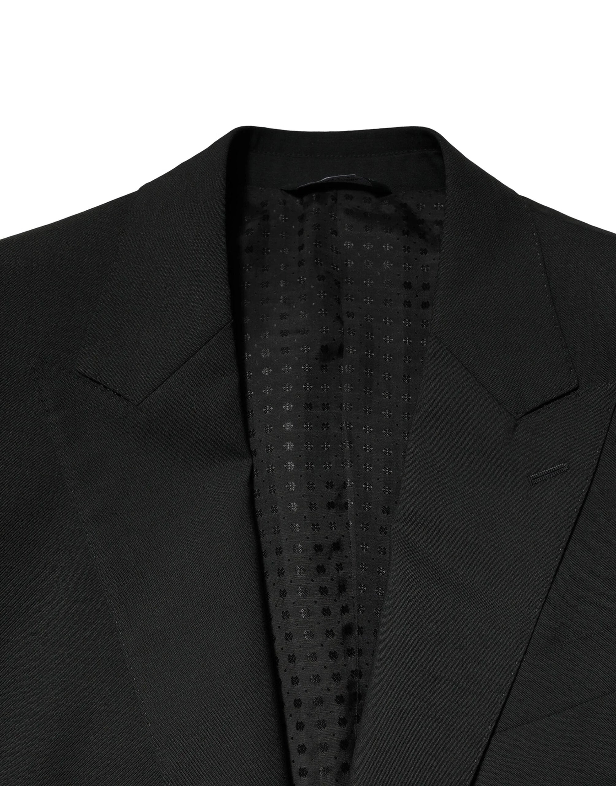 Dolce & Gabbana Black Wool 2 Piece Single Breasted Suit - IT46 | S - Pant Suits