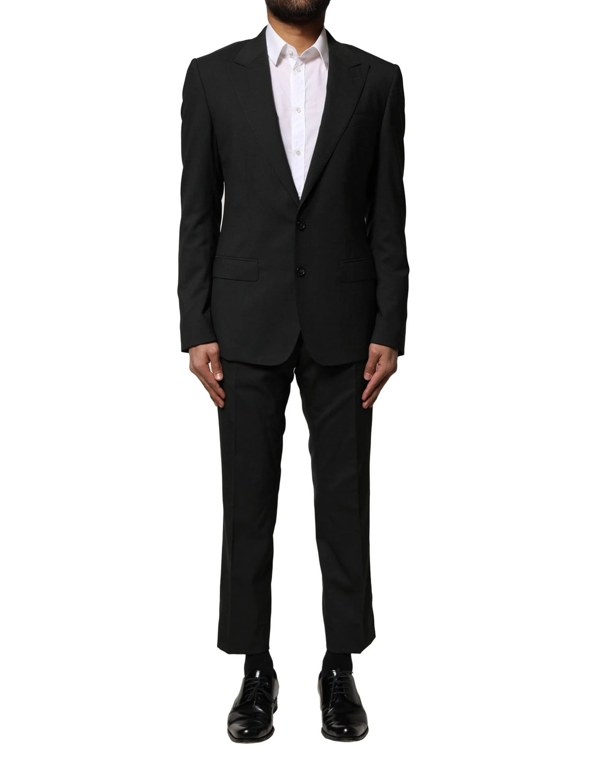 Dolce & Gabbana Black Wool 2 Piece Single Breasted Suit - IT46 | S - Pant Suits