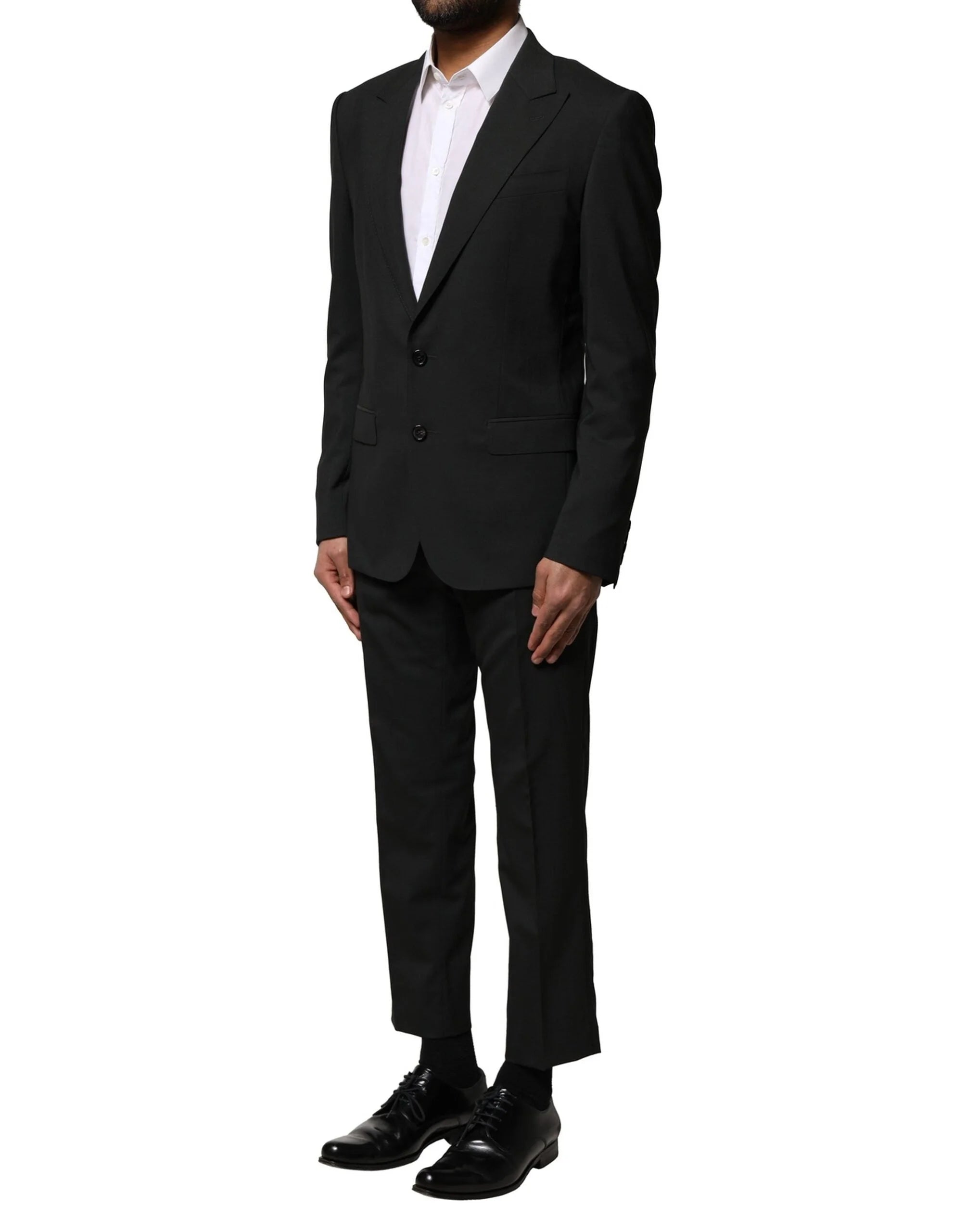 Dolce & Gabbana Black Wool 2 Piece Single Breasted Suit - IT46 | S - Pant Suits