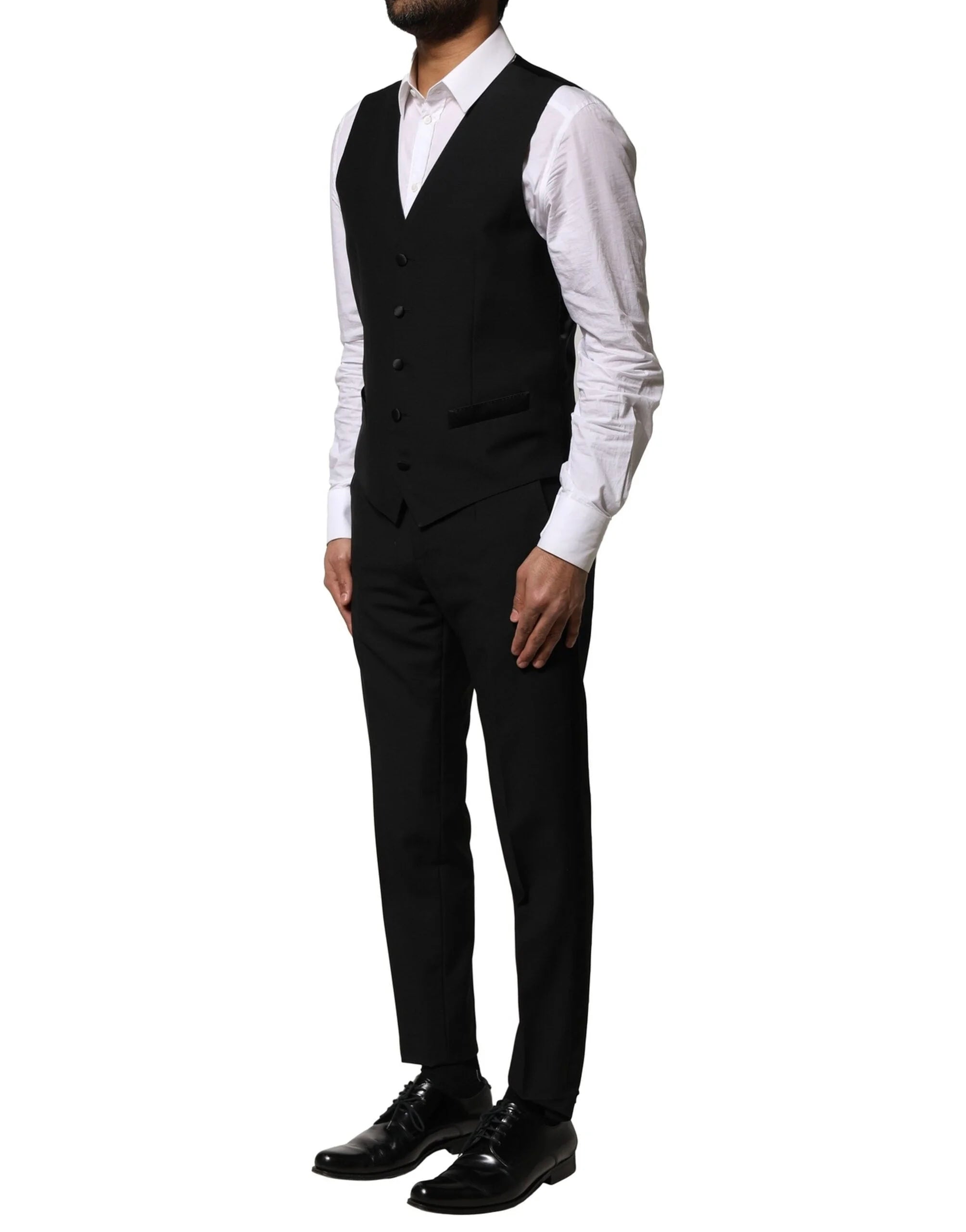 Dolce & Gabbana Black Wool 3 Piece Single Breasted Suit - IT46 | S - Suits
