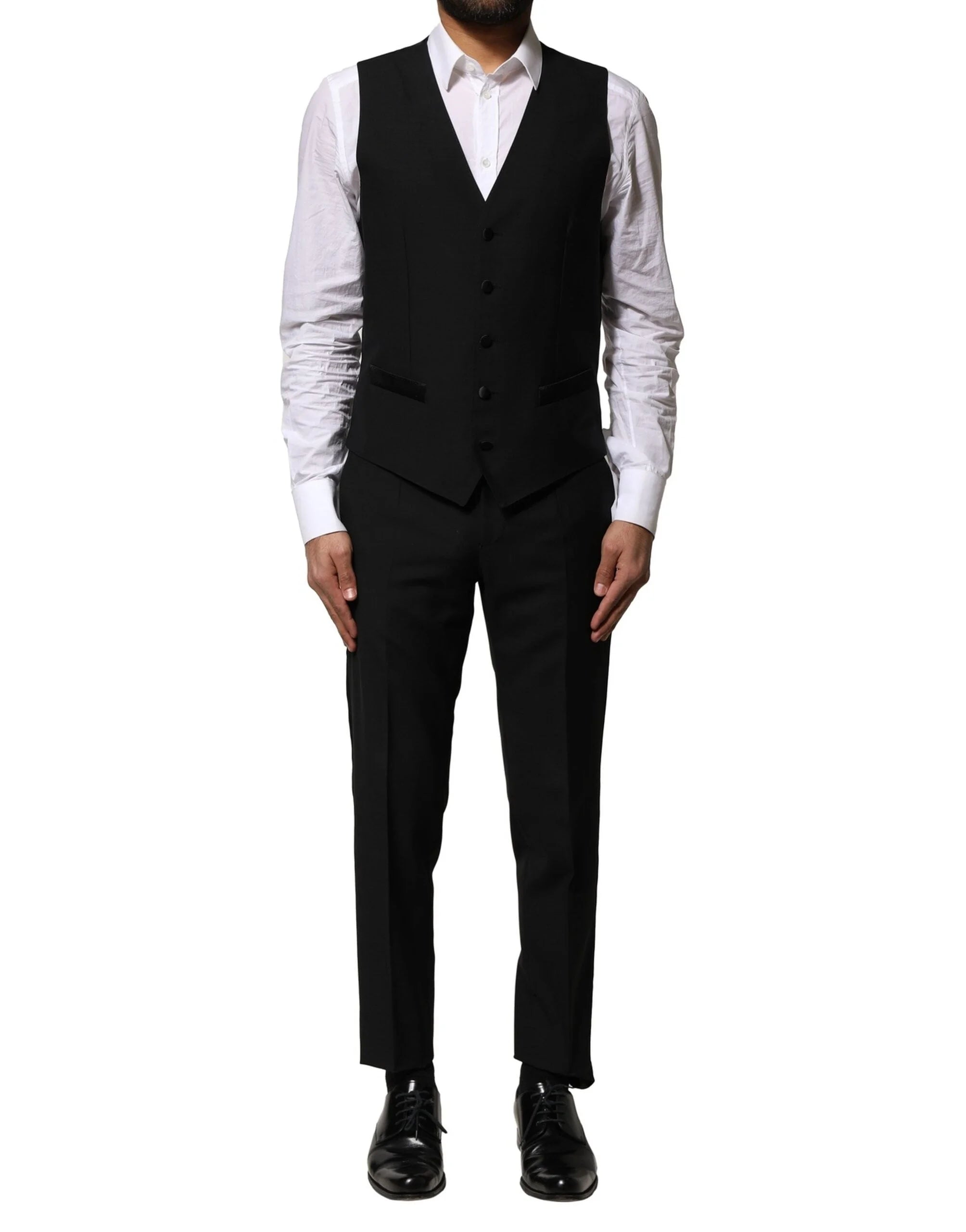 Dolce & Gabbana Black Wool 3 Piece Single Breasted Suit - IT46 | S - Suits