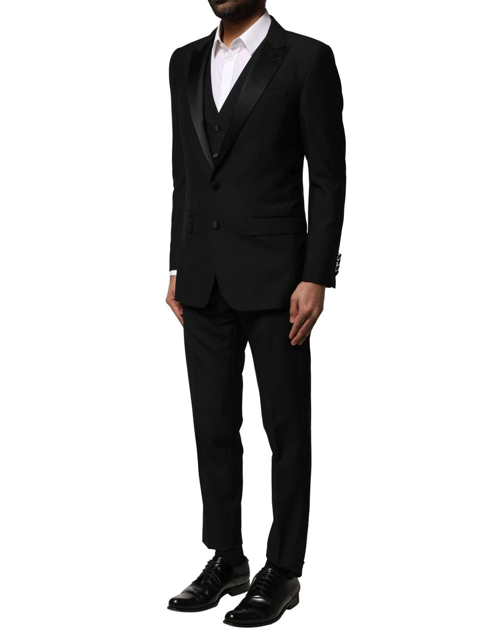 Dolce & Gabbana Black Wool 3 Piece Single Breasted Suit - IT46 | S - Suits