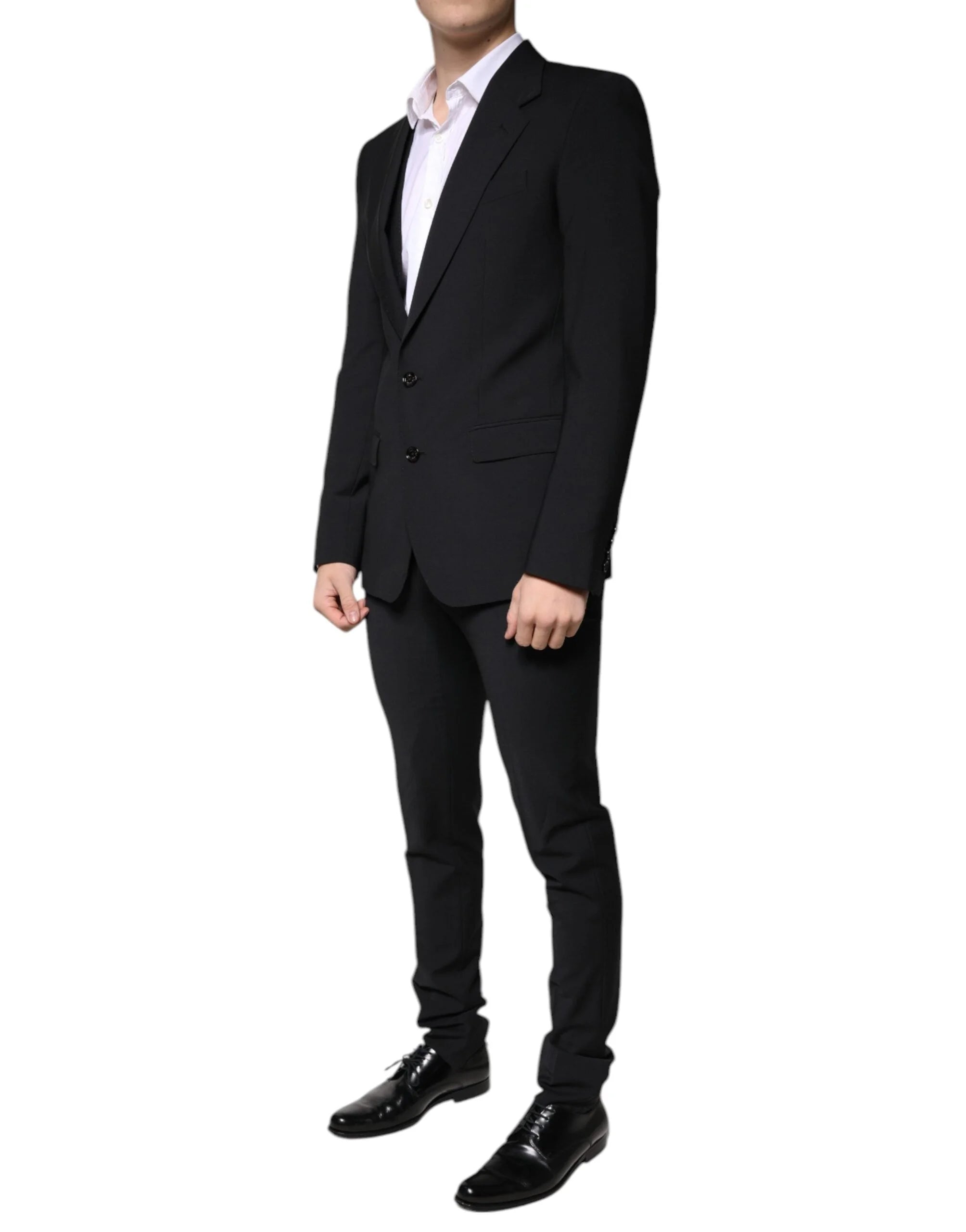 Dolce & Gabbana Black Wool 3 Piece Slim Fit Formal Men Suit - IT44 | XS - Suits