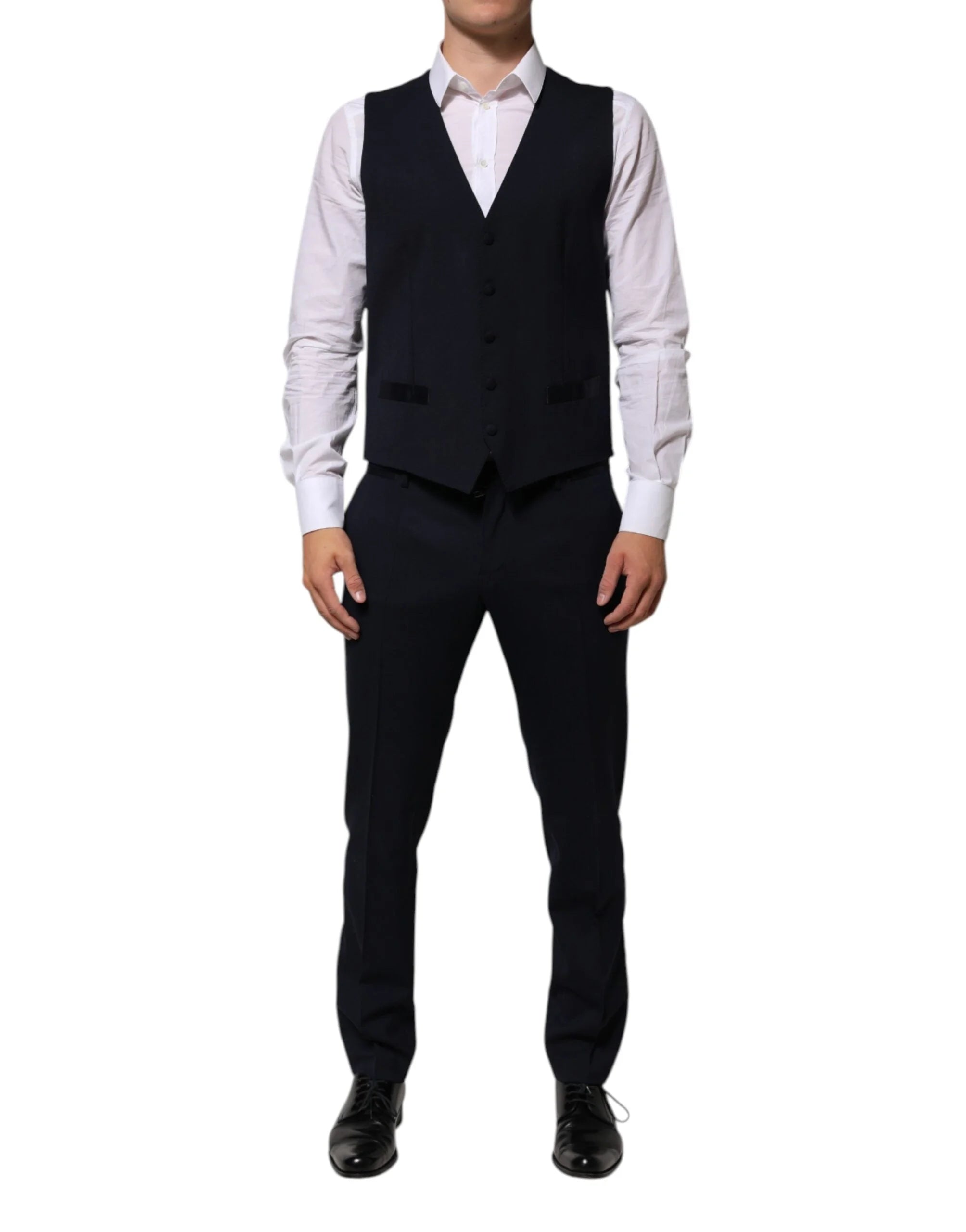 Dolce & Gabbana Black Wool 3 Piece Slim Fit Formal Men Suit - IT50 | L - Tuxedos