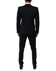 Dolce & Gabbana Black Wool 3 Piece Slim Fit Formal Men Suit - IT50 | L - Tuxedos