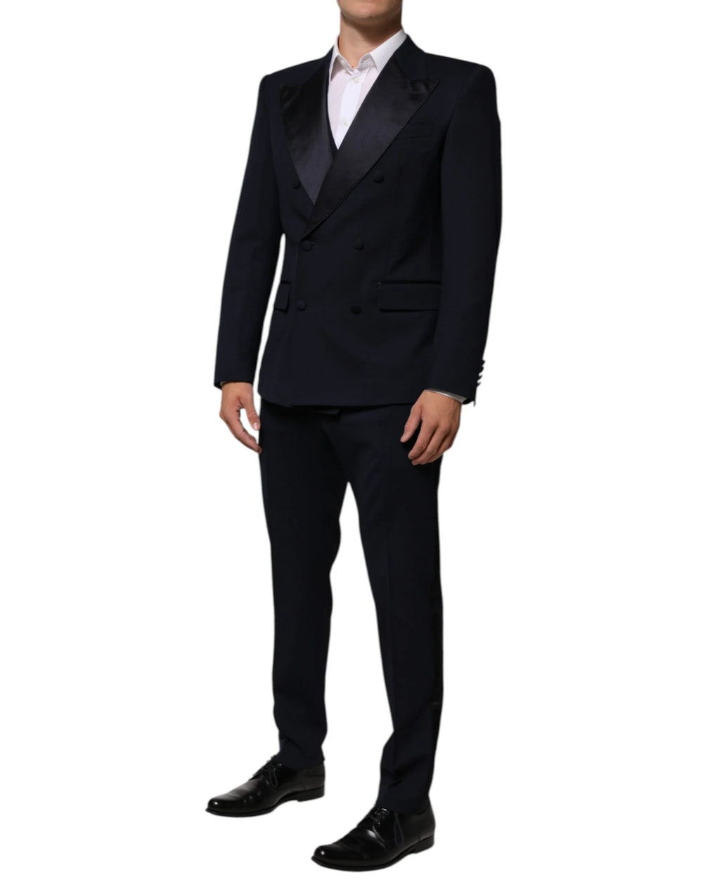 Dolce & Gabbana Black Wool 3 Piece Slim Fit Formal Men Suit - IT50 | L - Tuxedos