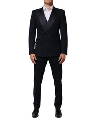Dolce & Gabbana Black Wool 3 Piece Slim Fit Formal Men Suit - IT50 | L - Tuxedos