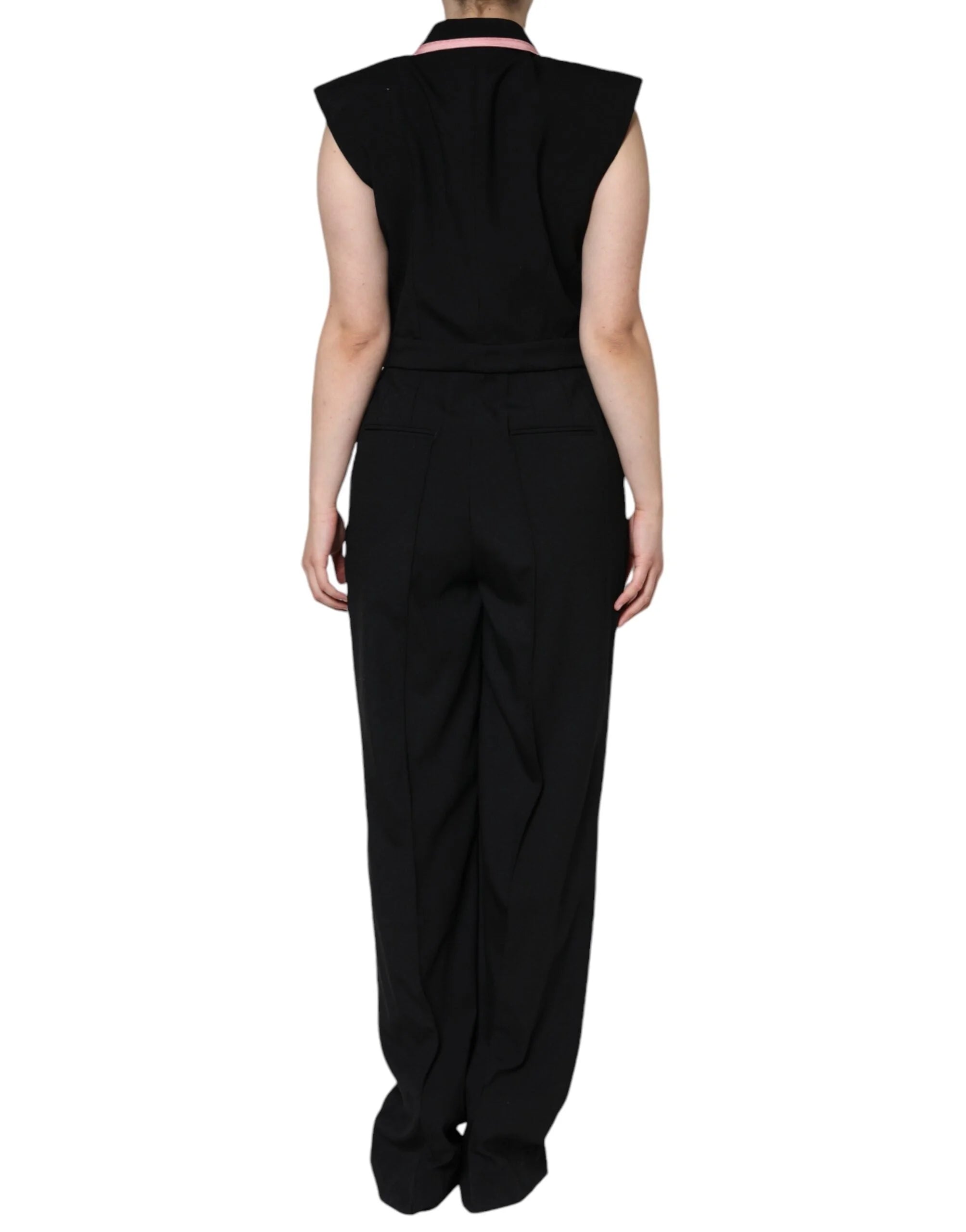 Dolce & Gabbana Black Wool Blend Sleeveless Jumpsuit Dress - IT44 | L - One-Pieces
