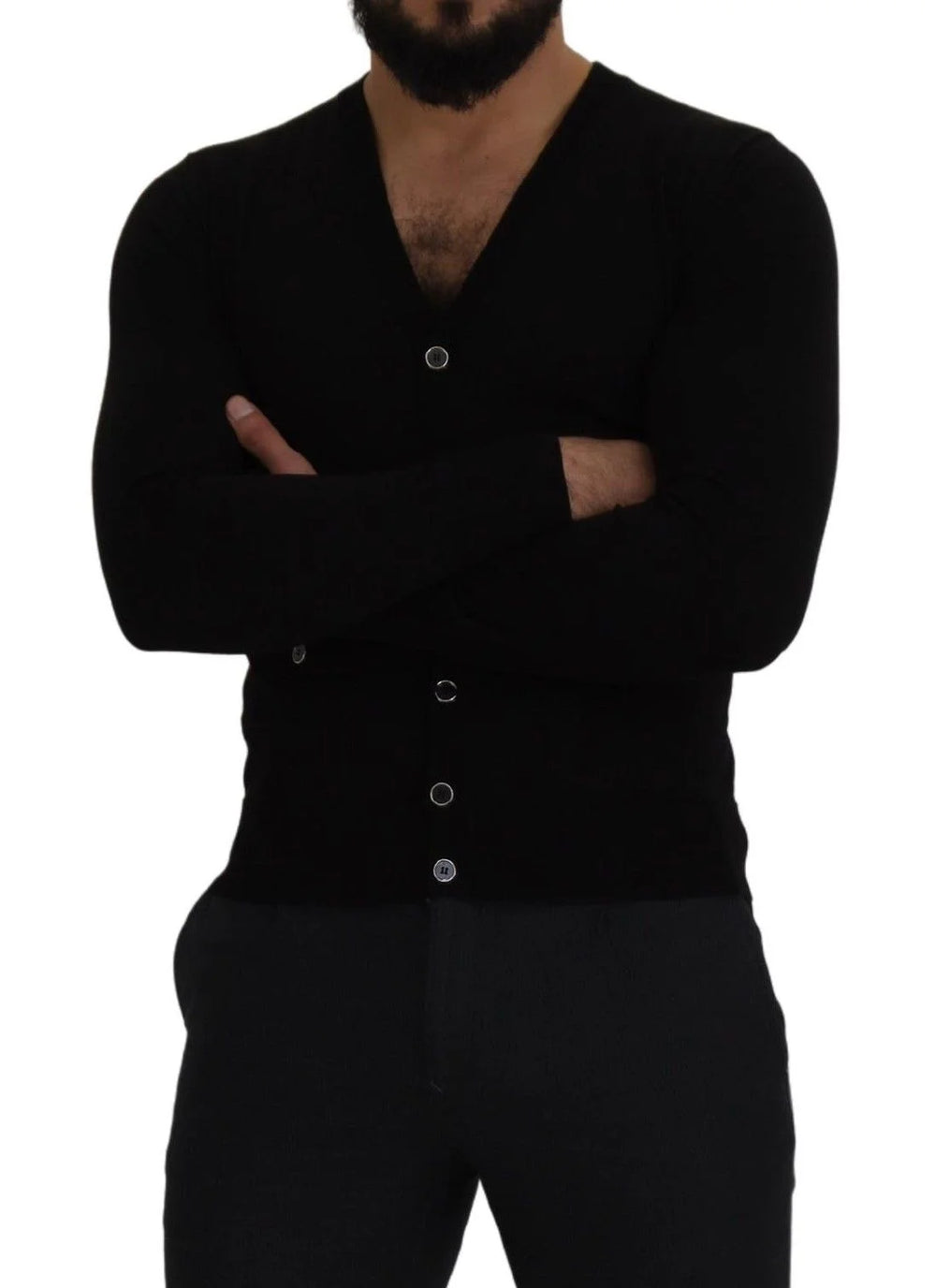 Dolce & Gabbana Black Wool Button Down Cardigan Sweater - IT44 | XS - Cardigans