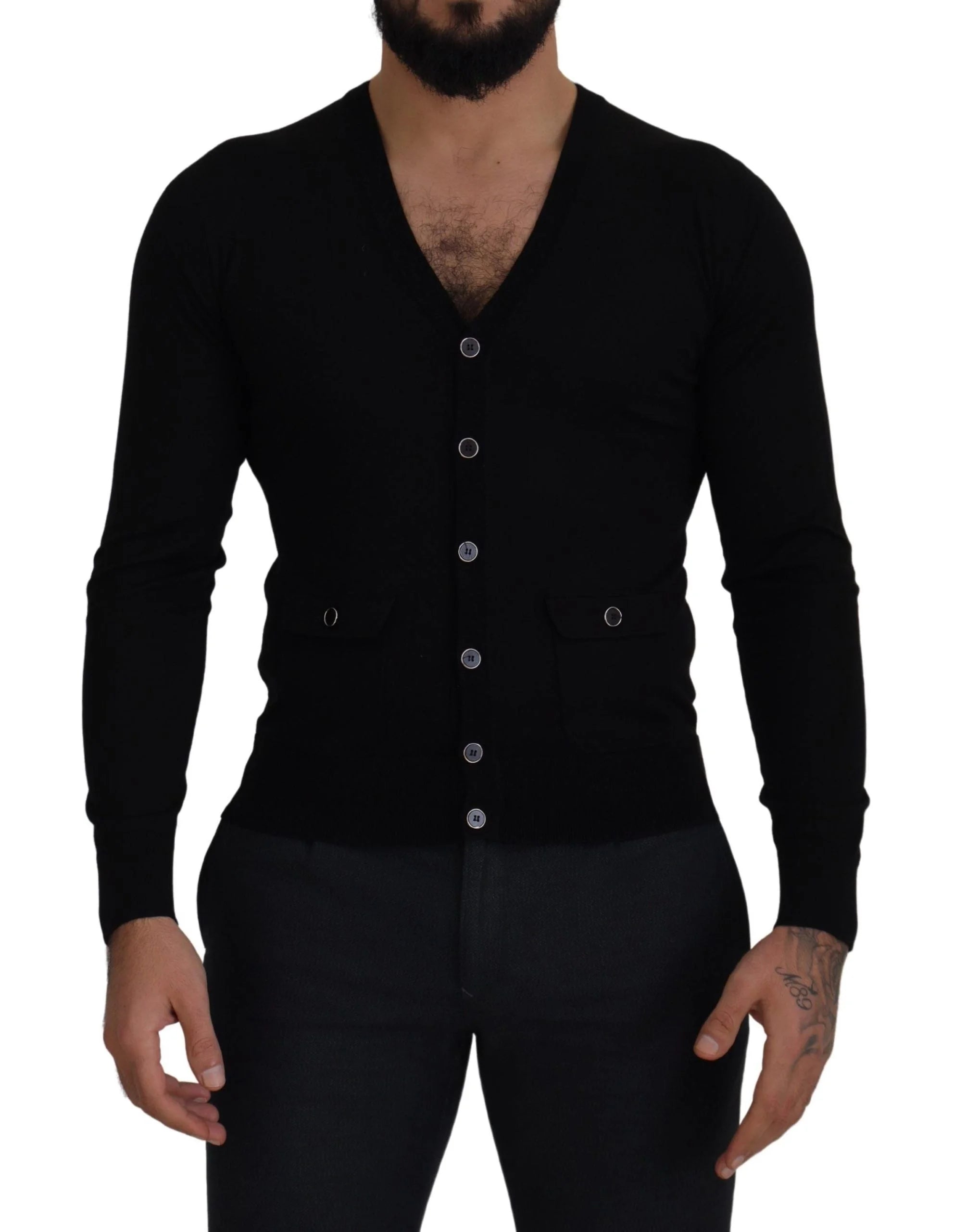 Dolce & Gabbana Black Wool Button Down Cardigan Sweater - IT44 | XS - Cardigans