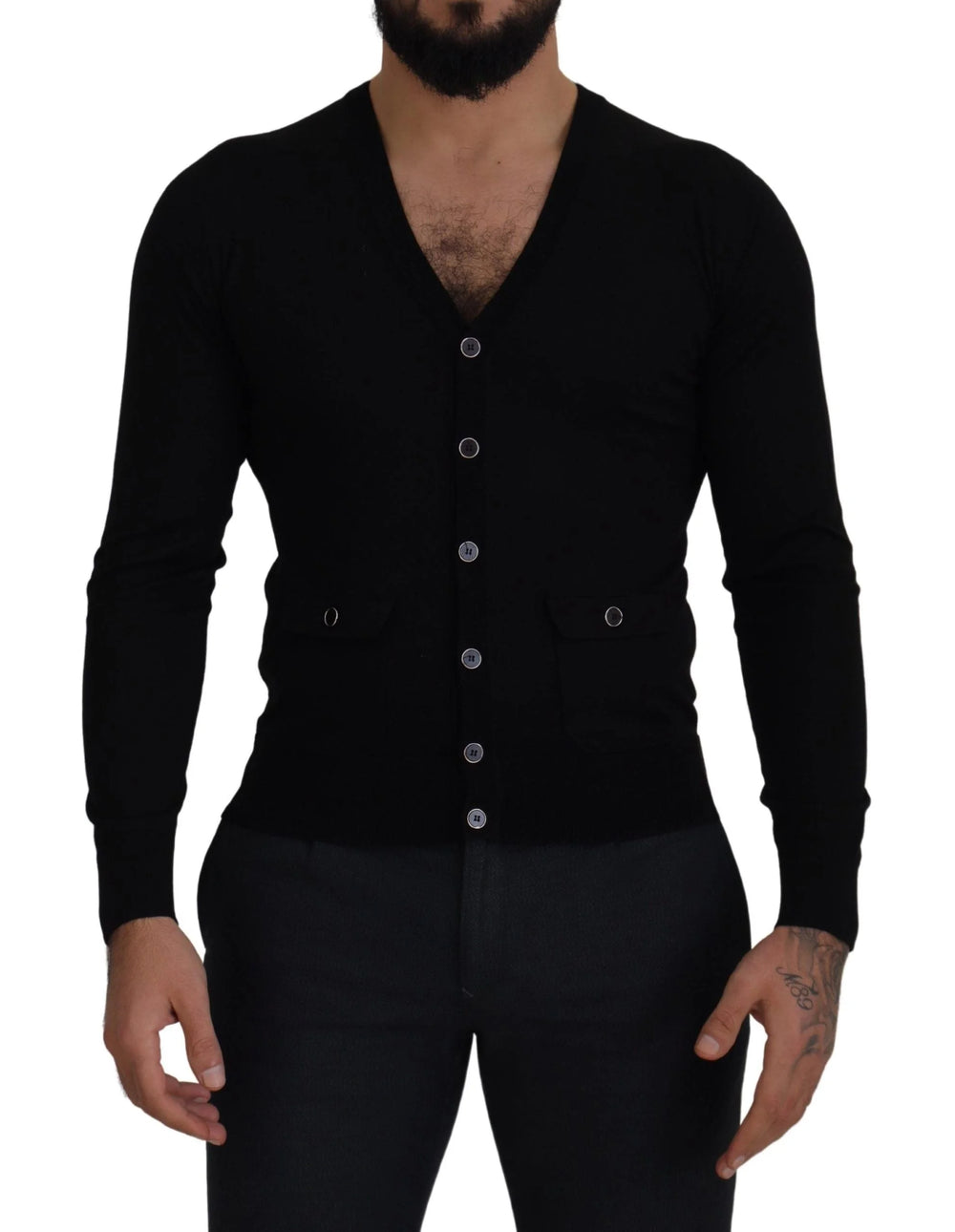 Dolce & Gabbana Black Wool Button Down Cardigan Sweater - IT44 | XS - Cardigans