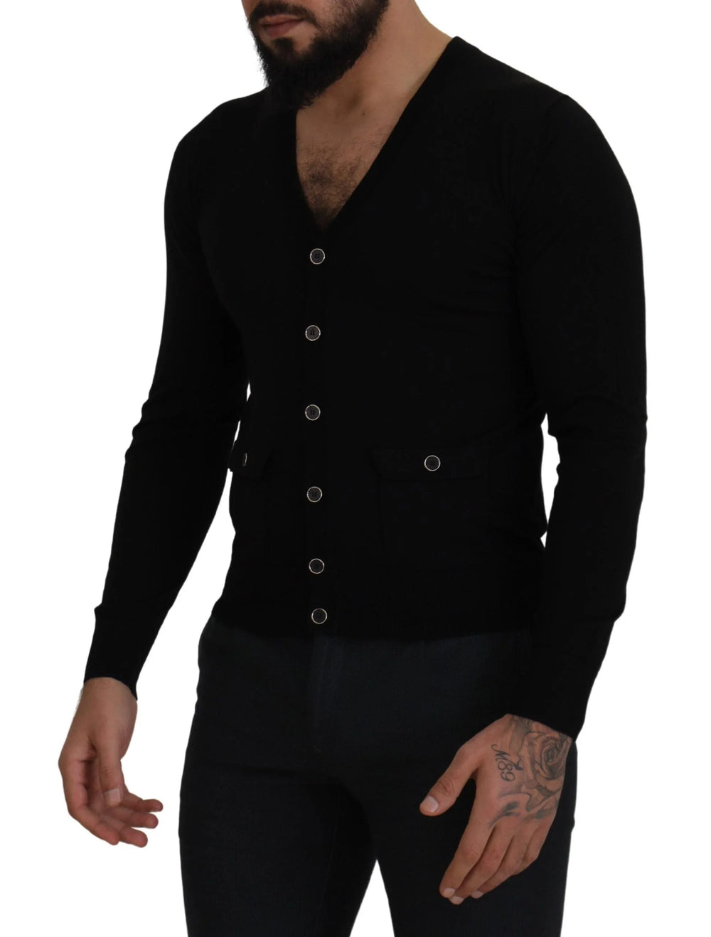 Dolce & Gabbana Black Wool Button Down Cardigan Sweater - IT44 | XS - Cardigans