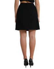 Dolce & Gabbana Black Wool Button High Waist Aline Mini Skirt - IT40|S - Skirts