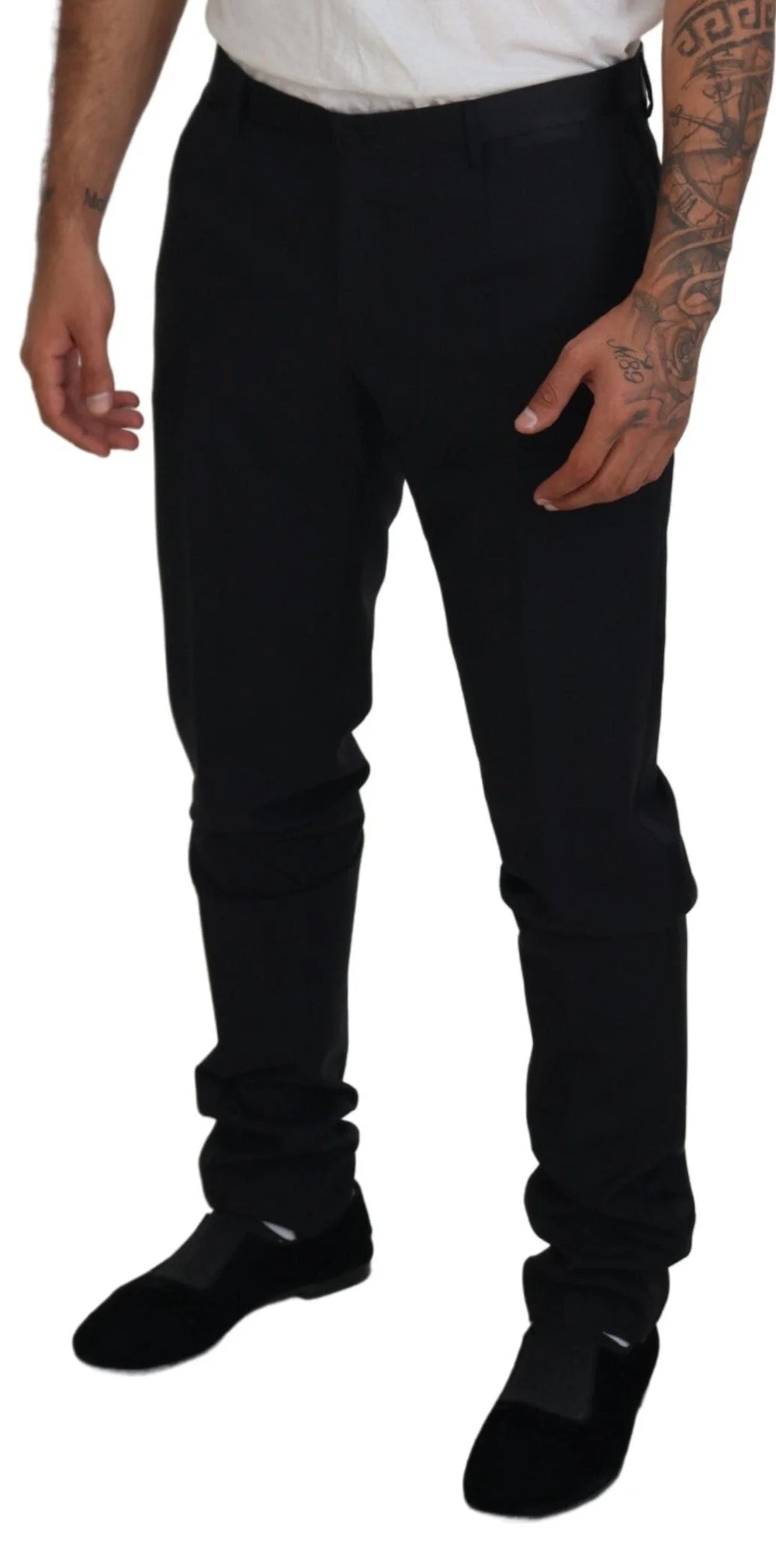 Dolce & Gabbana Black Wool Chino Dress Formal Pants - IT52 | L - Chinos
