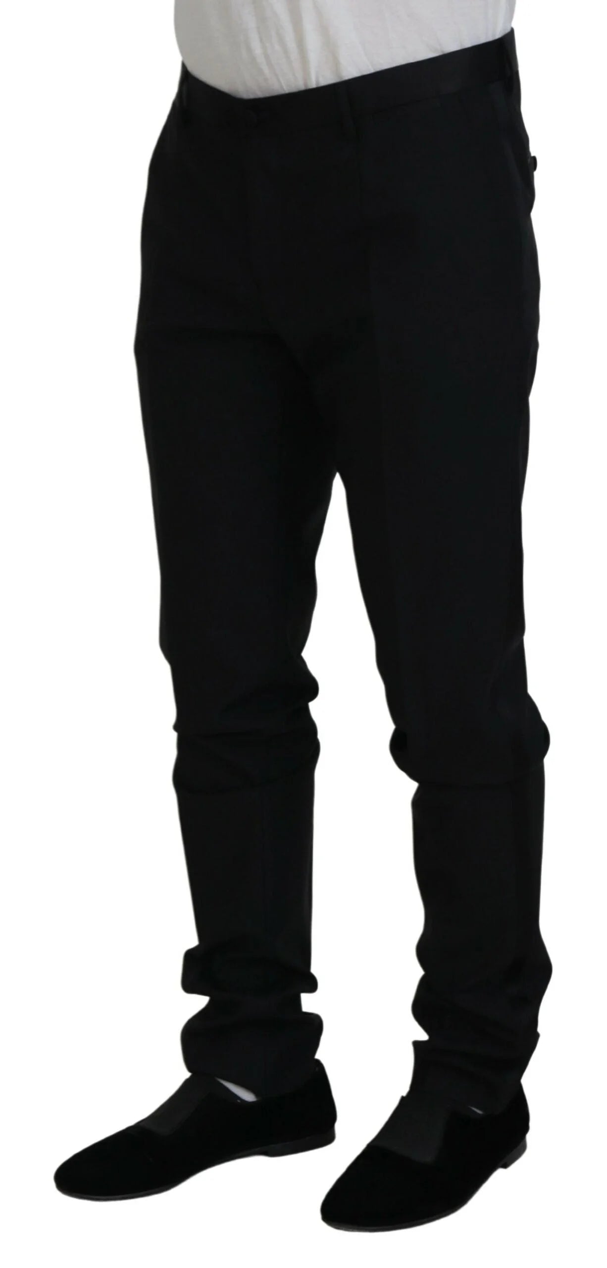 Dolce & Gabbana Black Wool Chino Dress Formal Pants - IT52 | L - Chinos
