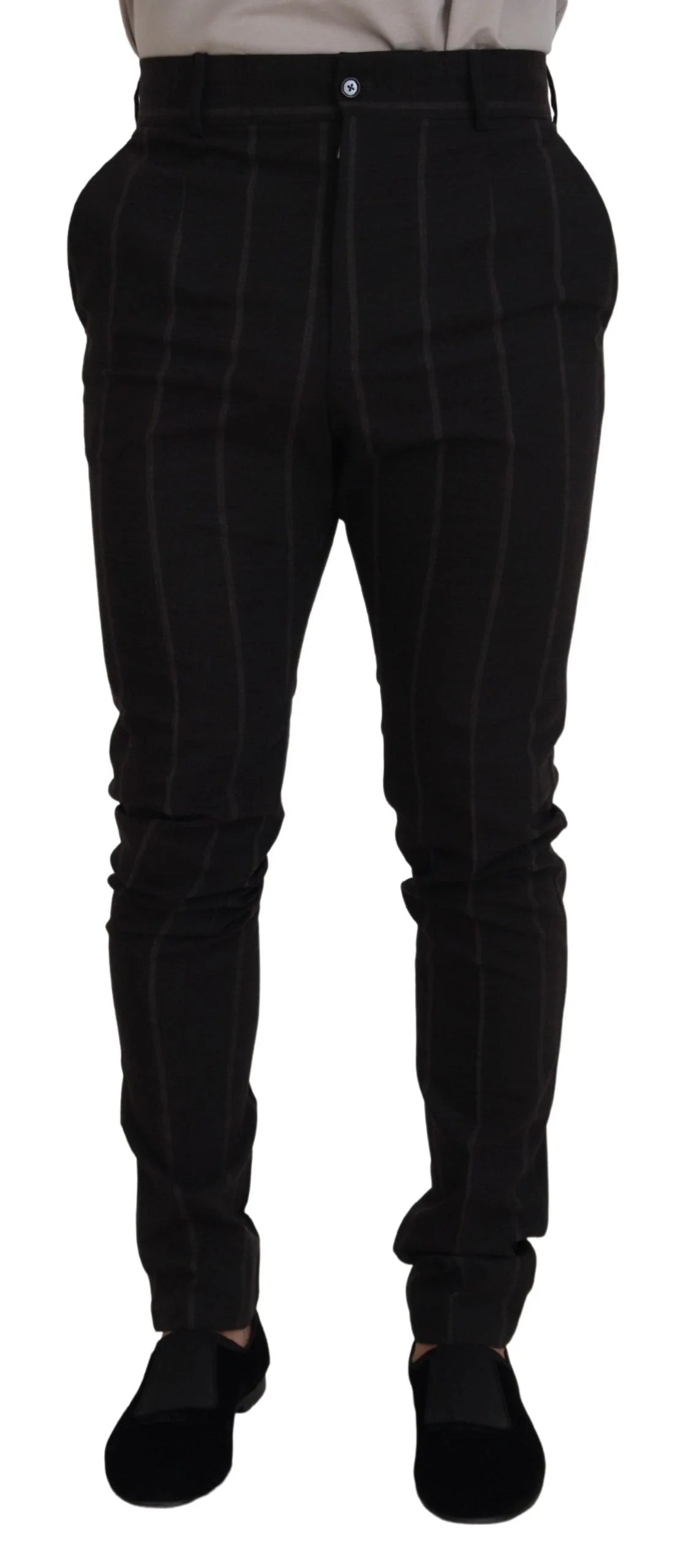 Dolce & Gabbana Black Wool Chino Formal Men Pants - IT48 | M