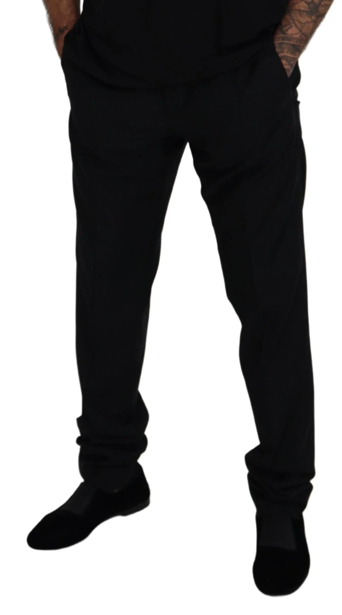 Dolce & Gabbana Black Wool Chino Formal Pants - IT54 | XL - Chinos