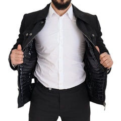 Dolce & Gabbana Black Wool Collared Full Zip Jacket - IT52 | L - Sport Jackets