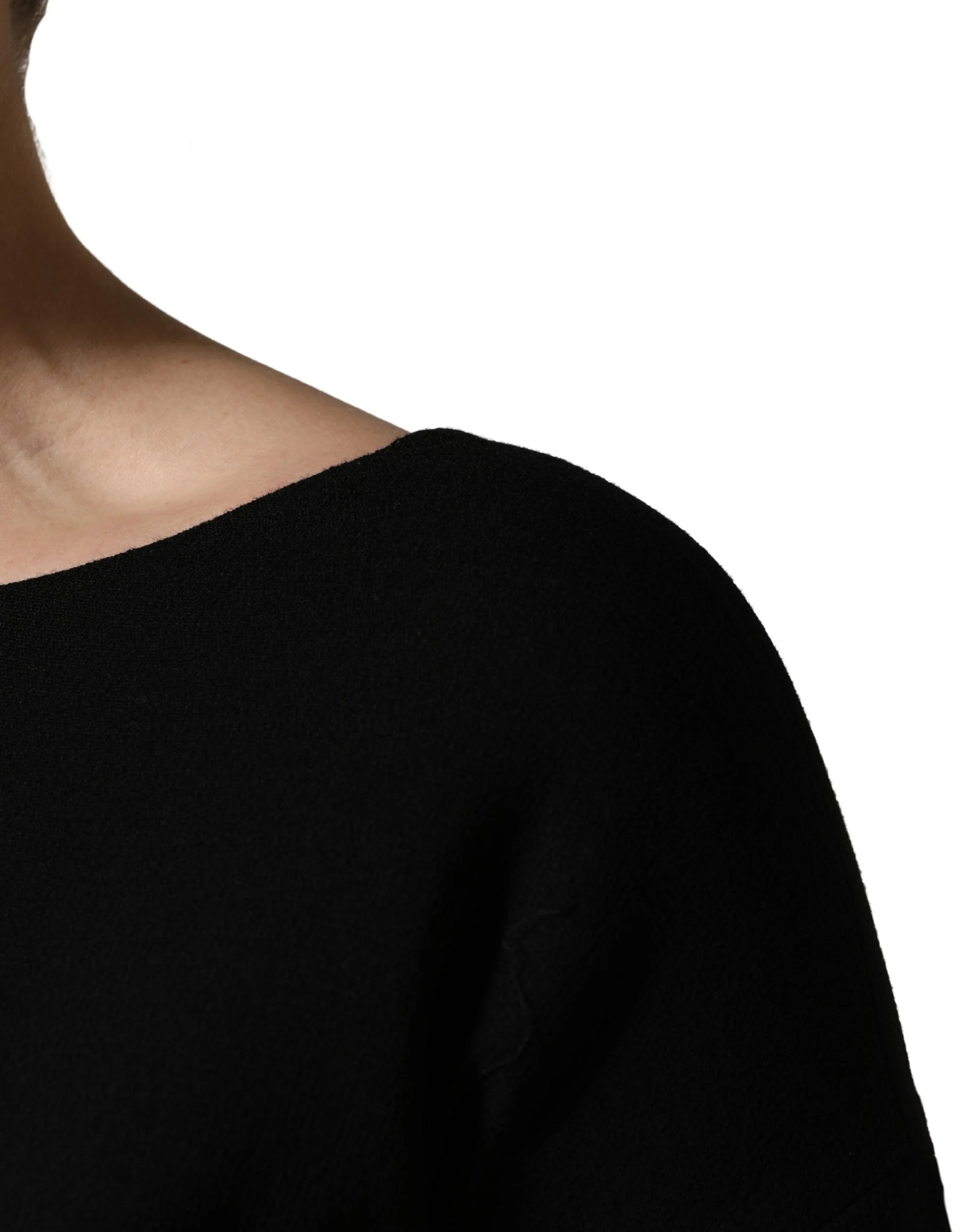 Dolce & Gabbana Black Wool Crepe Long Sleeves Midi Dress - IT44 | L