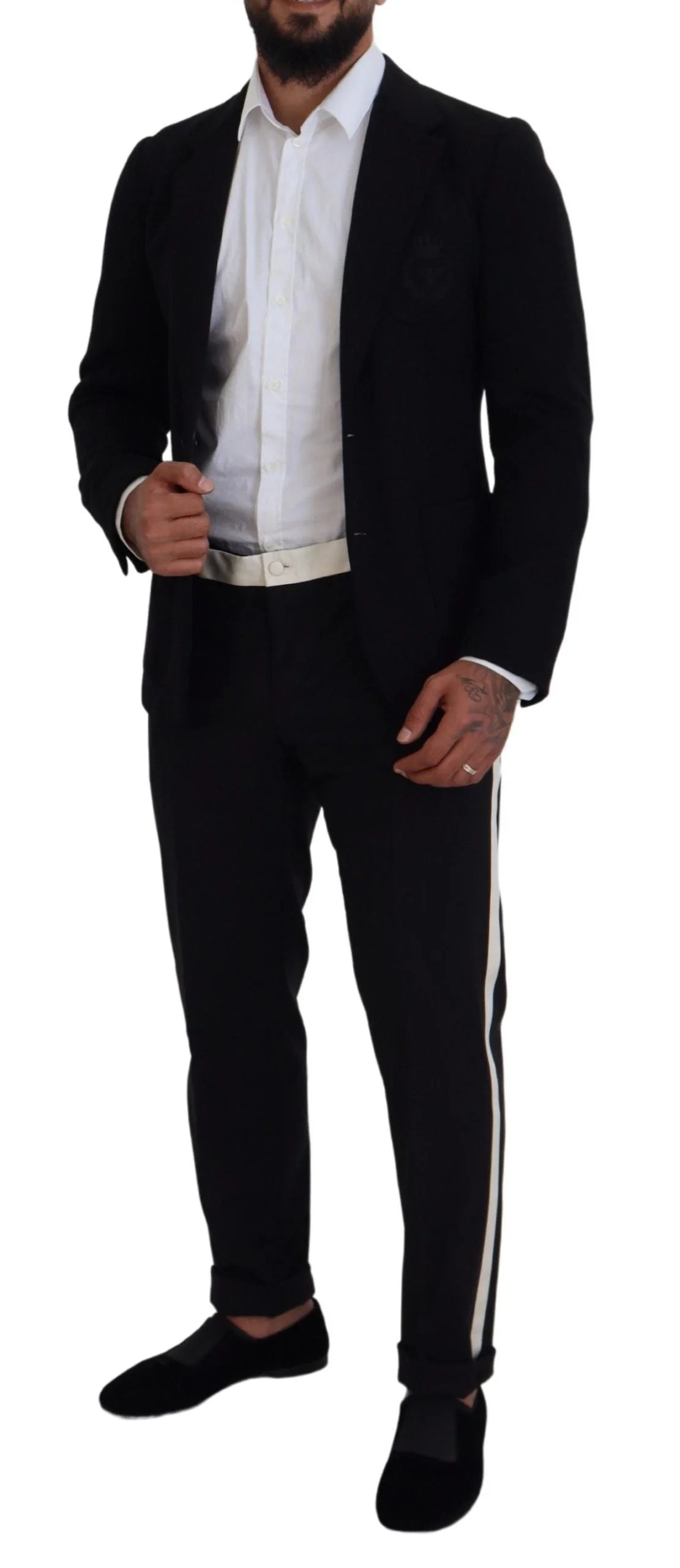 Dolce & Gabbana Black Wool Crown Slim Fit Jacket Blazer - Sport Jackets