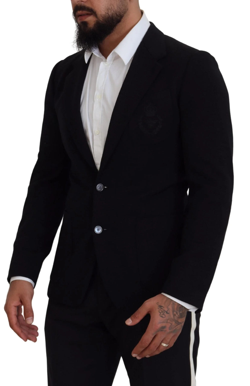 Dolce & Gabbana Black Wool Crown Slim Fit Jacket Blazer - Sport Jackets