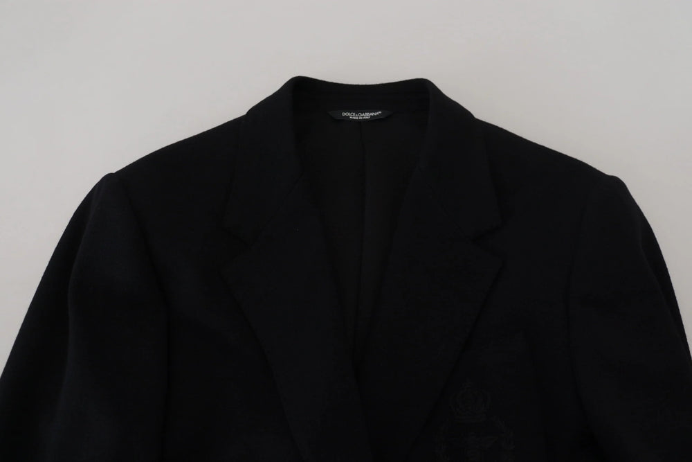 Dolce & Gabbana Black Wool Crown Slim Fit Jacket Blazer - Sport Jackets