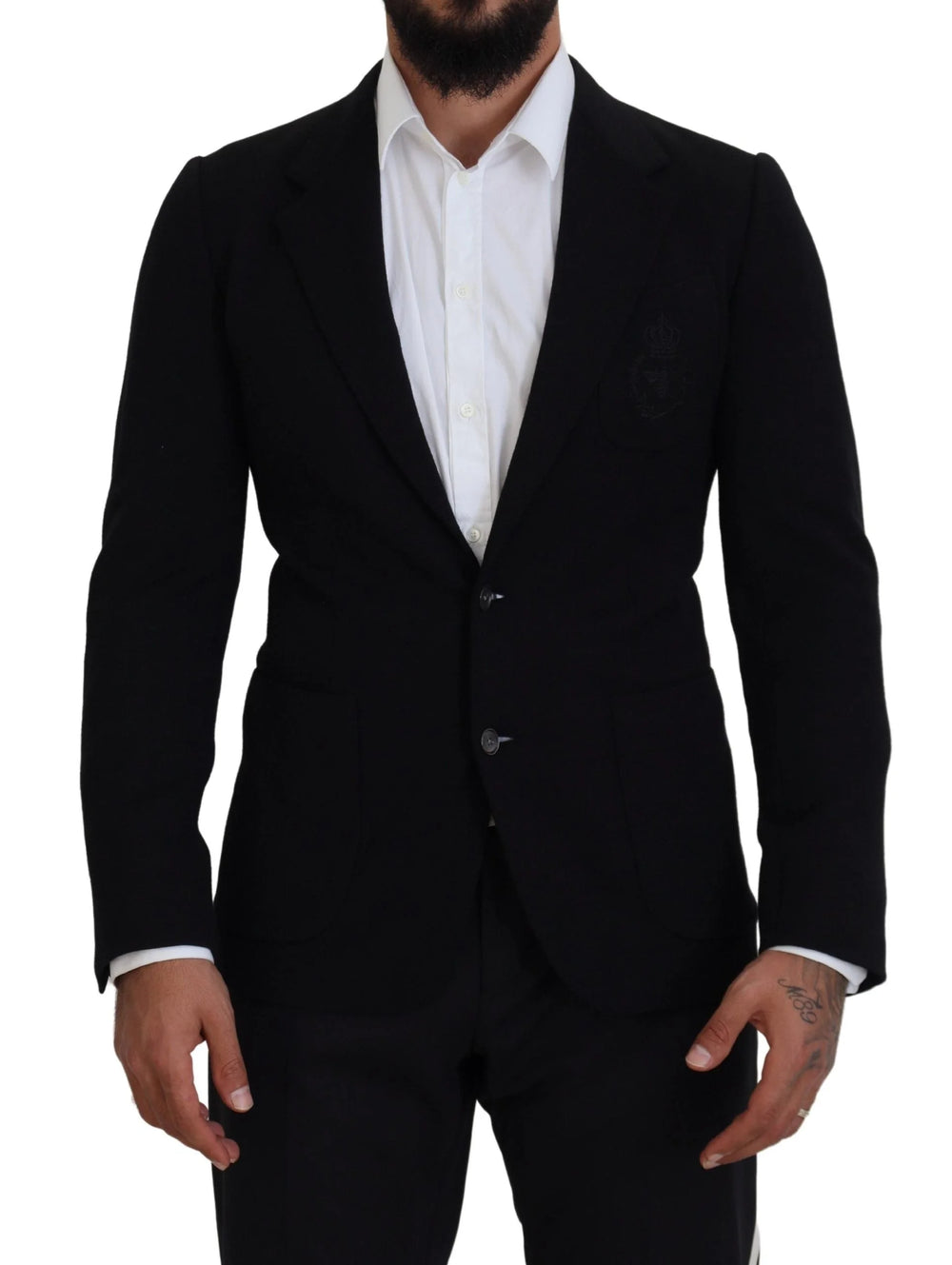 Dolce & Gabbana Black Wool Crown Slim Fit Jacket Blazer - Sport Jackets
