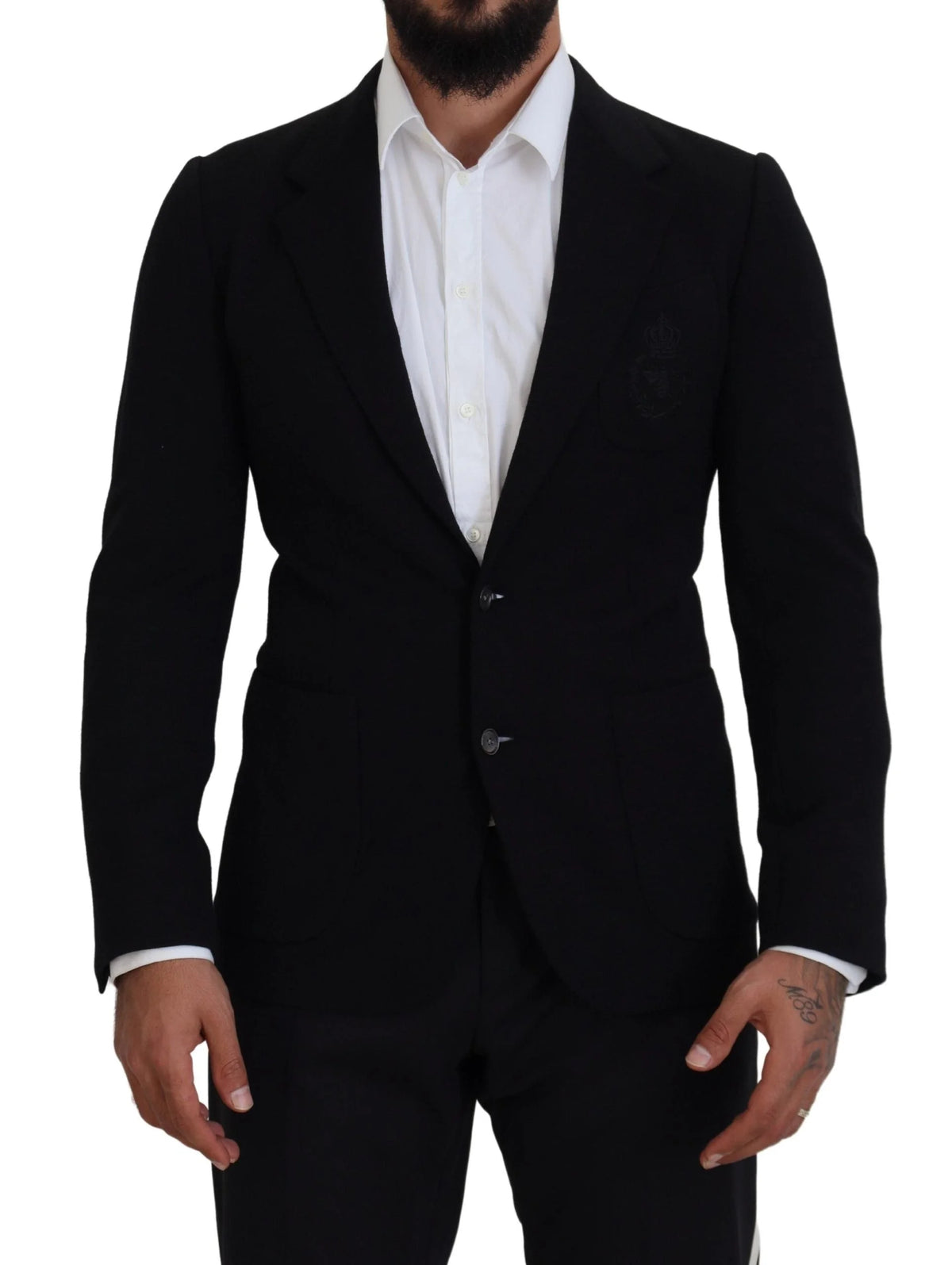 Dolce & Gabbana Black Wool Crown Slim Fit Jacket Blazer - Sport Jackets