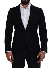 Dolce & Gabbana Black Wool Crown Slim Fit Jacket Blazer - Sport Jackets