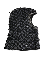 Dolce & Gabbana Balaclava pro pány, černá, vlna, s krystaly - Balaclavy