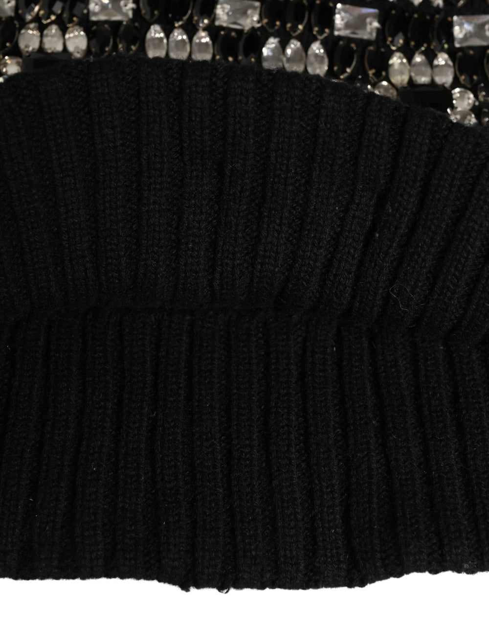 Dolce & Gabbana Bonnet Balaclava Noir en Laine Ornée de Cristaux - Balaclavas
