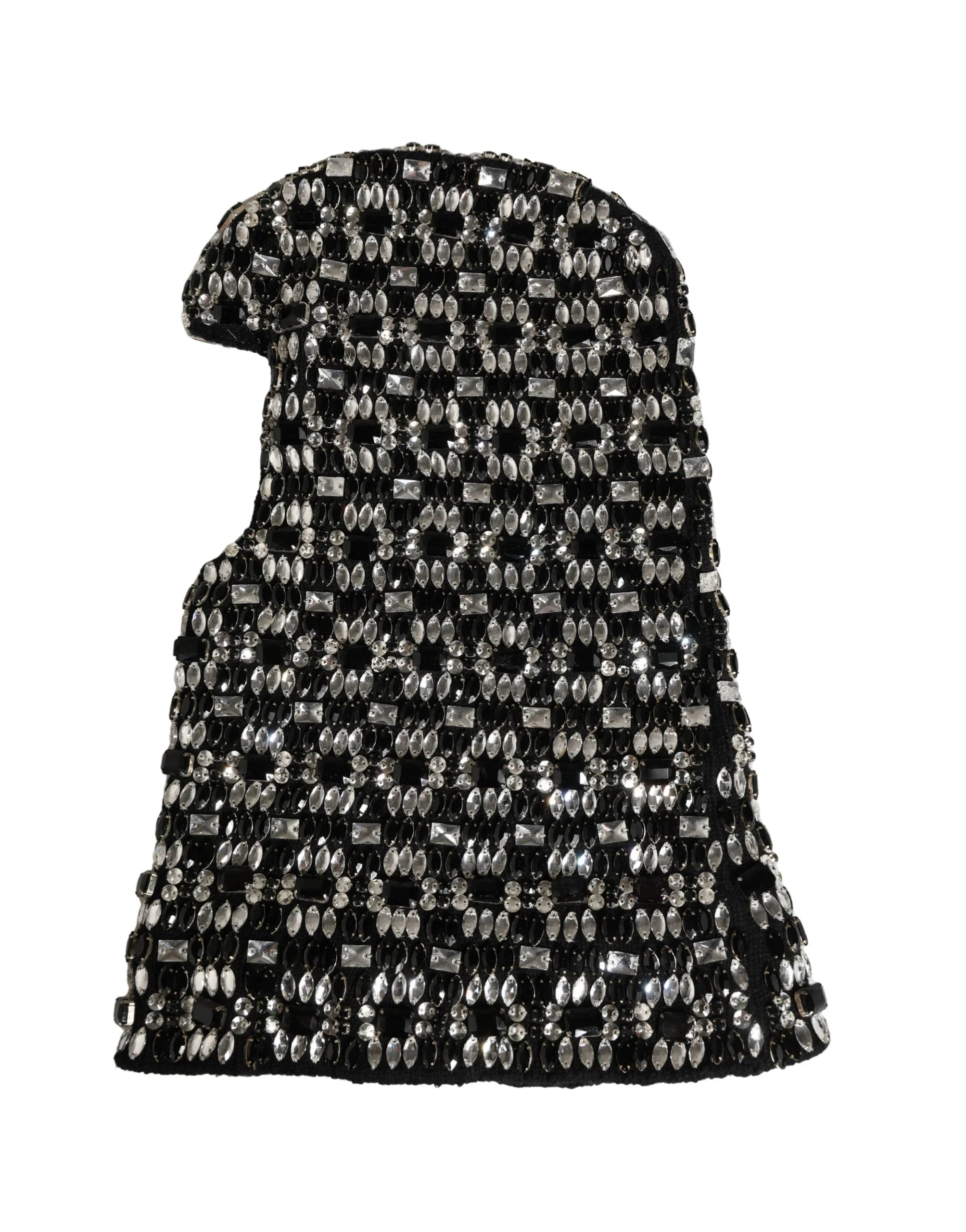 Dolce & Gabbana Bonnet Balaclava Noir en Laine Ornée de Cristaux - Balaclavas