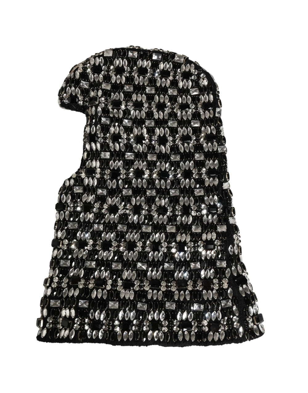 Dolce & Gabbana Bonnet Balaclava Noir en Laine Ornée de Cristaux - Balaclavas